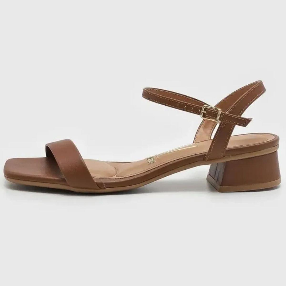 Sandália Vizzano Salto Bloco Baixo Casual Feminina - Marrom Cinza 2