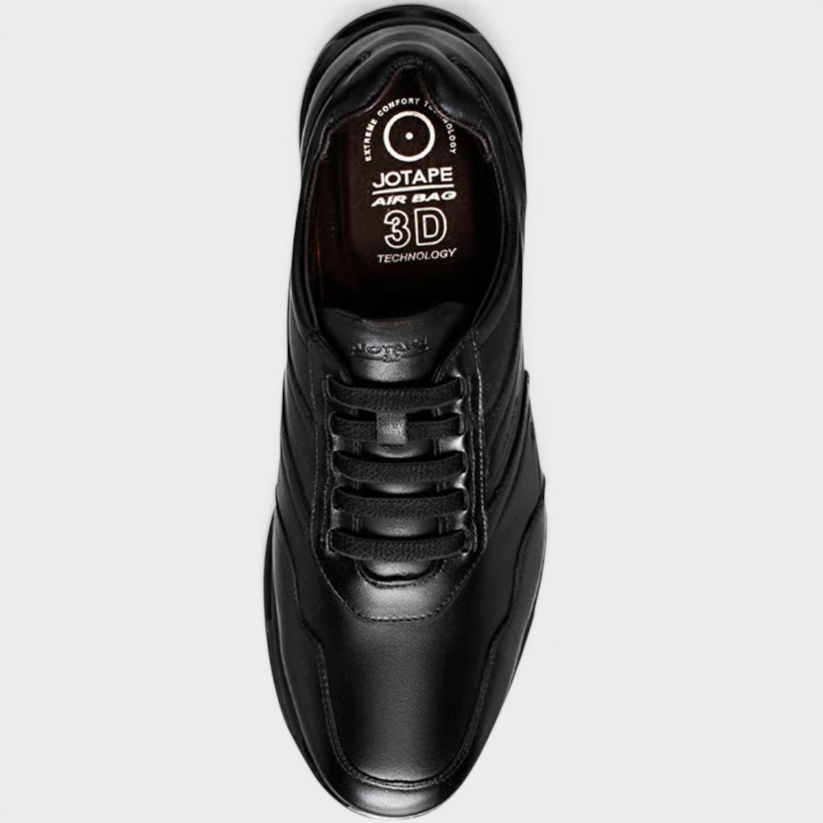 Sapatênis Jota Pe Couro 3D Evolution Masculino - Preto Cinza 3