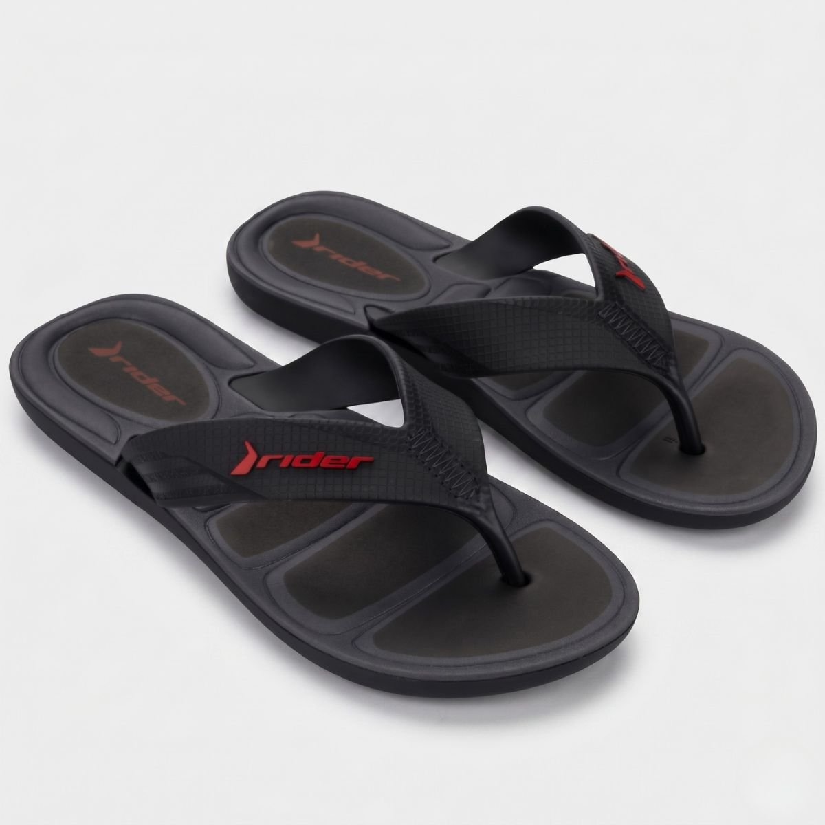 Chinelo Rider Pulse II Masculino - Preto e Vermelho Cinza 2