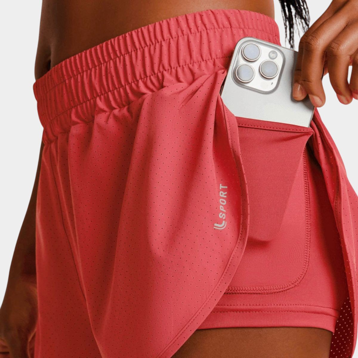 Short Lupo LSport AF Duplo Running Feminino - Vermelho Cinza 5