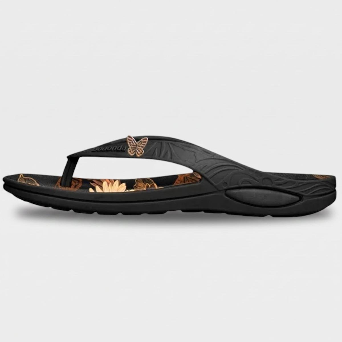 Chinelo Ortopédico Boaonda Lily Feminino - Preto e Marrom Cinza 2