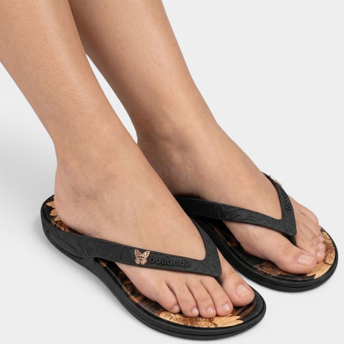 Chinelo Ortopédico Boaonda Lily Feminino - Preto e Marrom Cinza 5