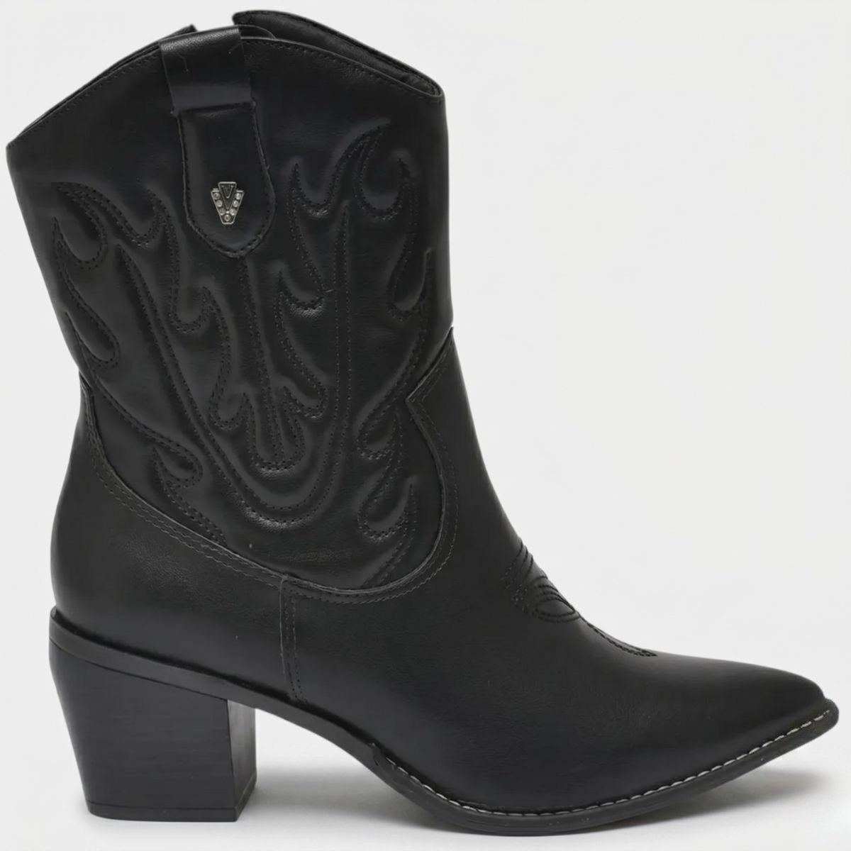 Bota Via Marte Western Cano Médio Feminina - Preto Preto 2