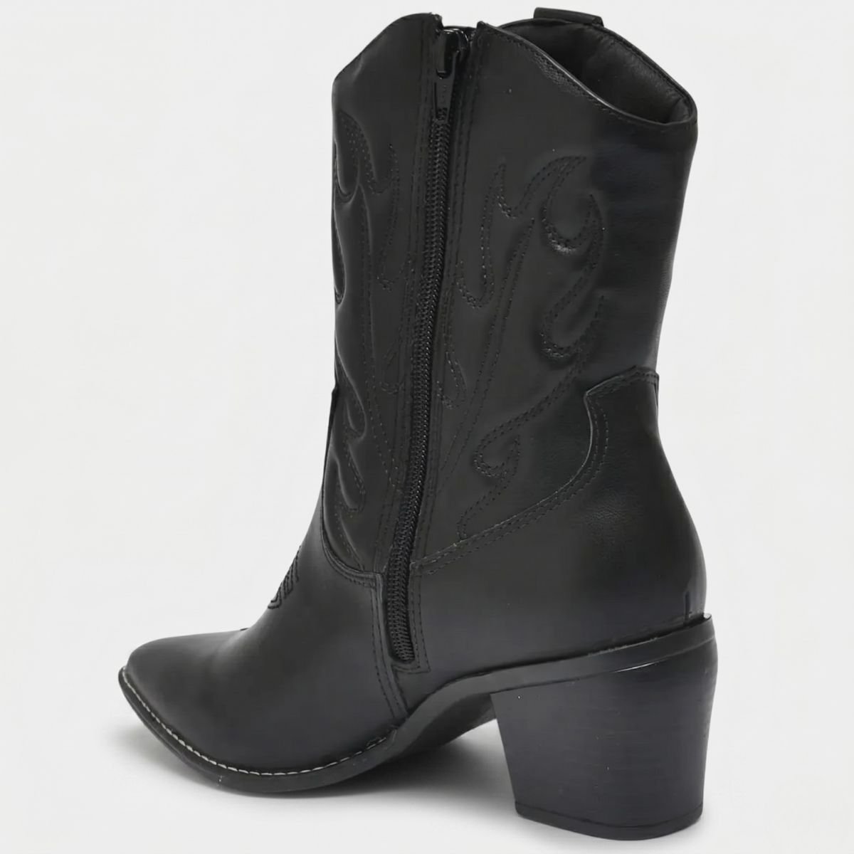 Bota Via Marte Western Cano Médio Feminina - Preto Preto 4