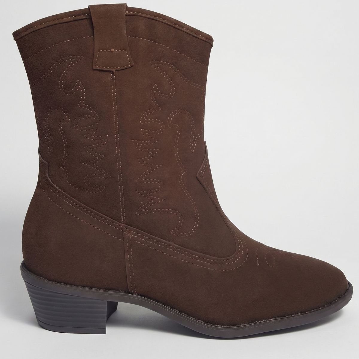 Bota Moleca Cano Curto Feminina - Marrom Escuro Cinza 2