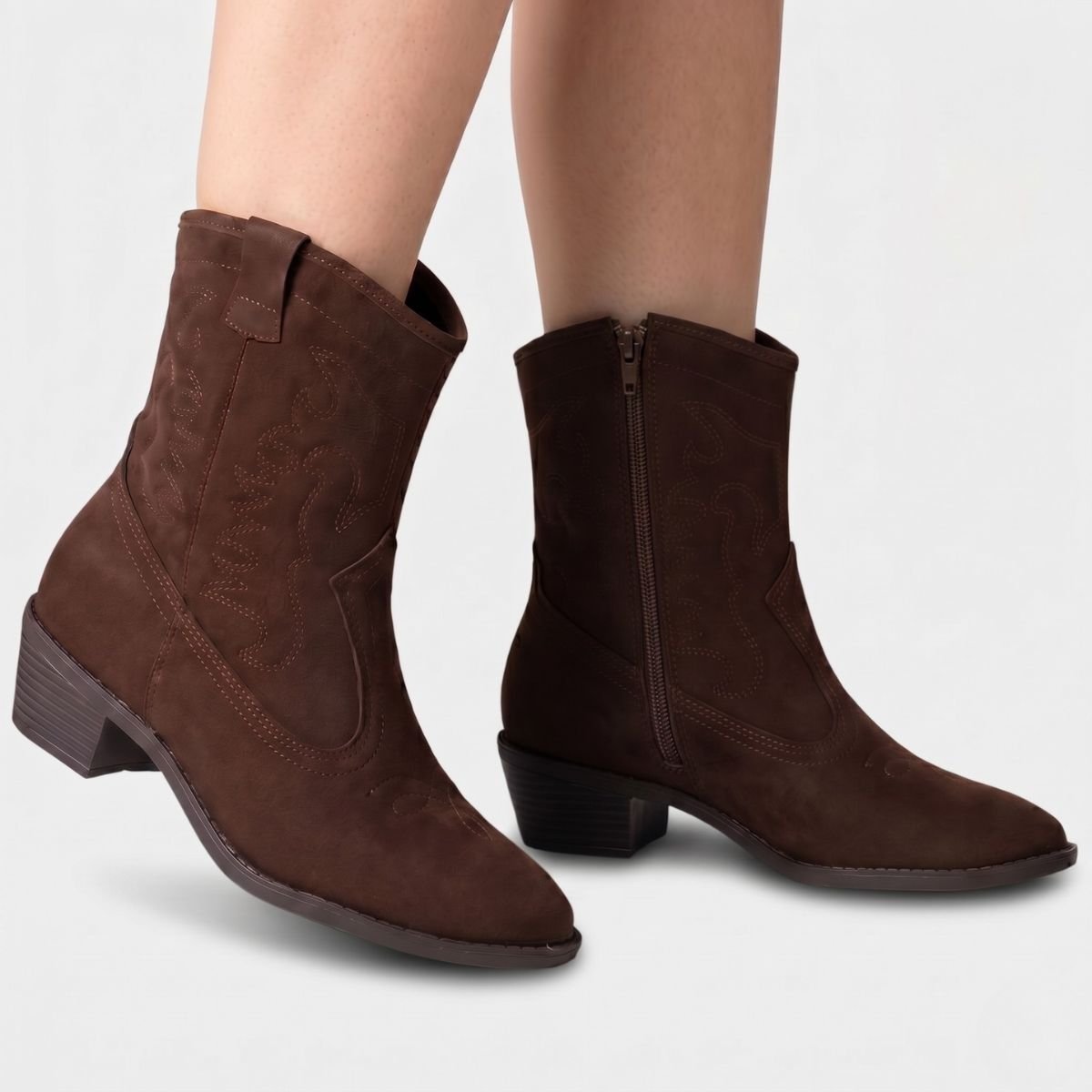 Bota Moleca Cano Curto Feminina - Marrom Escuro Cinza 6