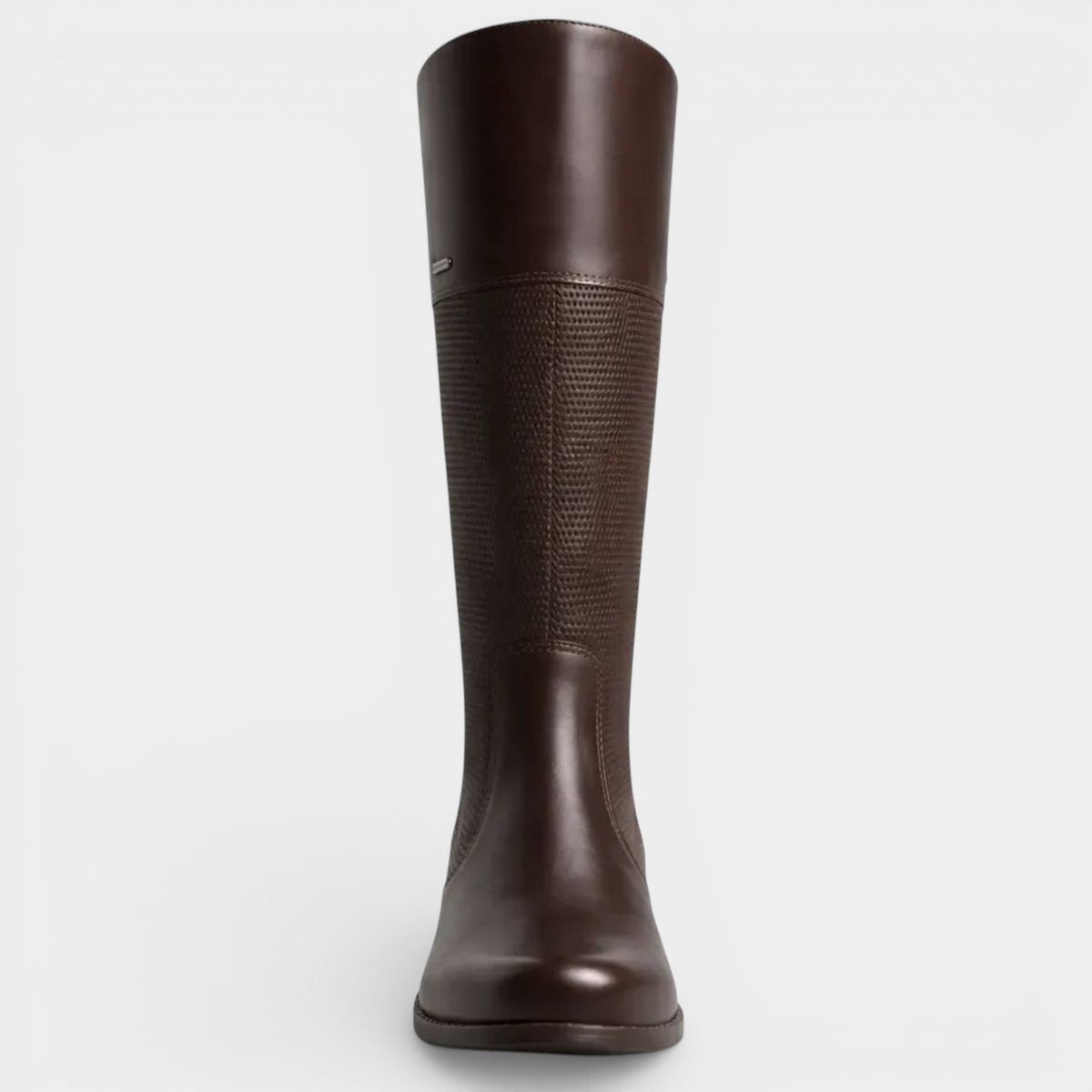 Bota Couro Bottero Texturizada Cano Alto Feminina - Marrom Escuro Cinza 2