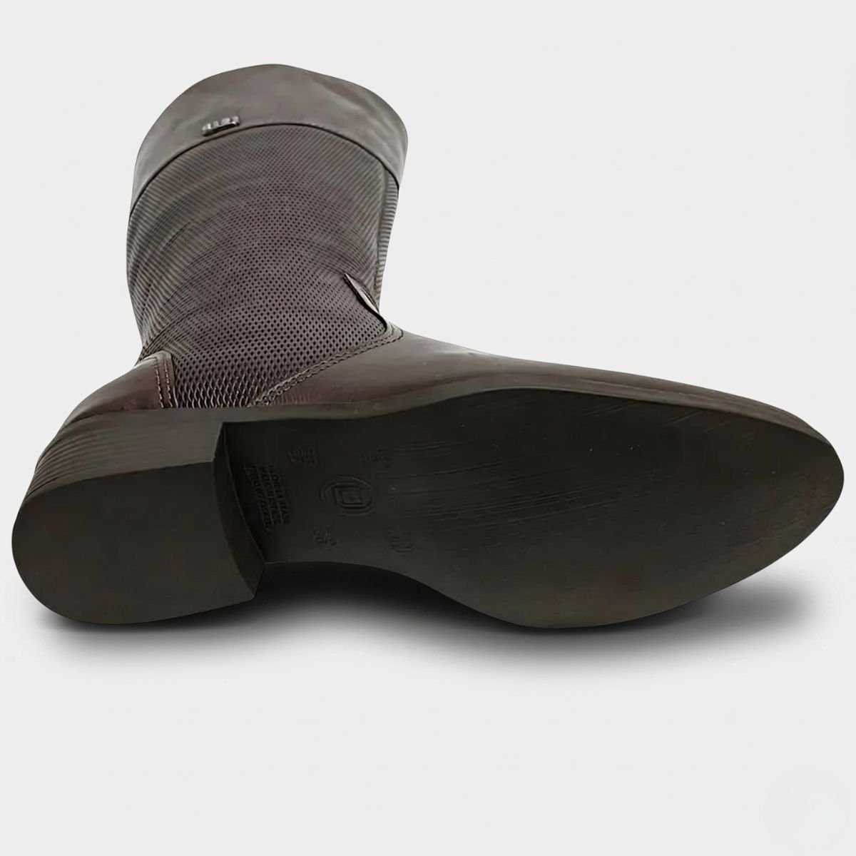 Bota Couro Bottero Texturizada Cano Alto Feminina - Marrom Escuro Cinza 4