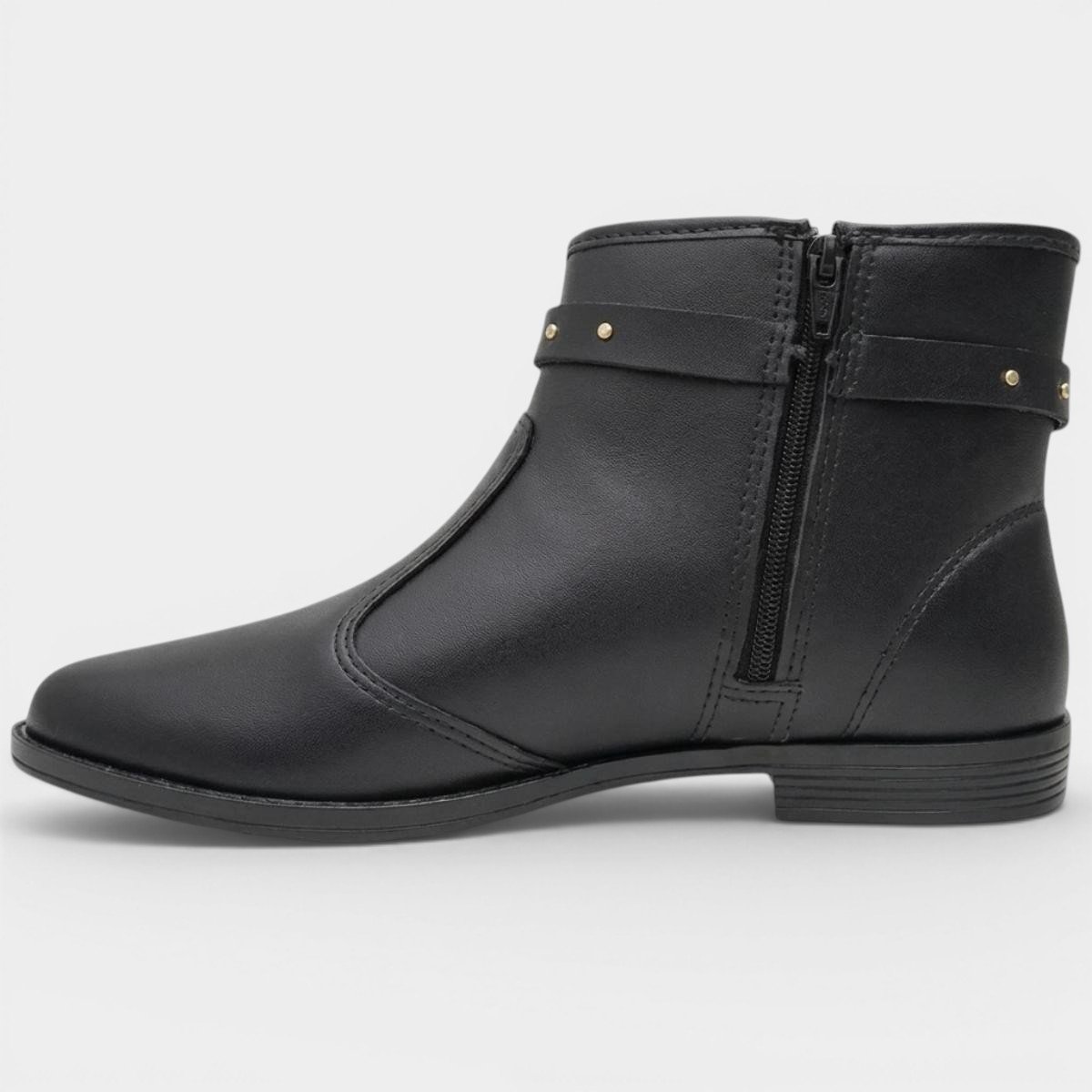 Bota Moleca Cano Extra Curto Fivela Feminina - Preto Cinza 4