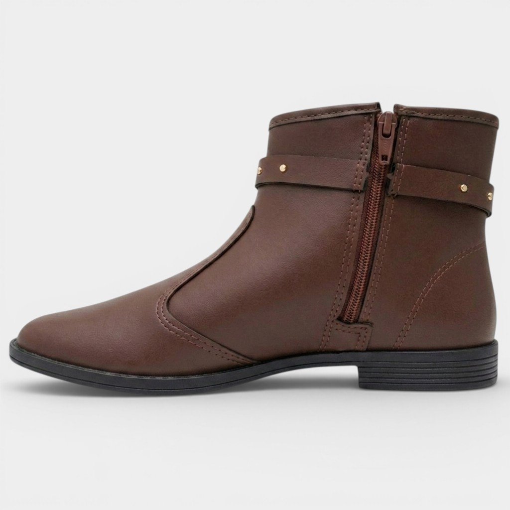 Bota Moleca Cano Extra Curto Fivela Feminina - Marrom Marrom 4
