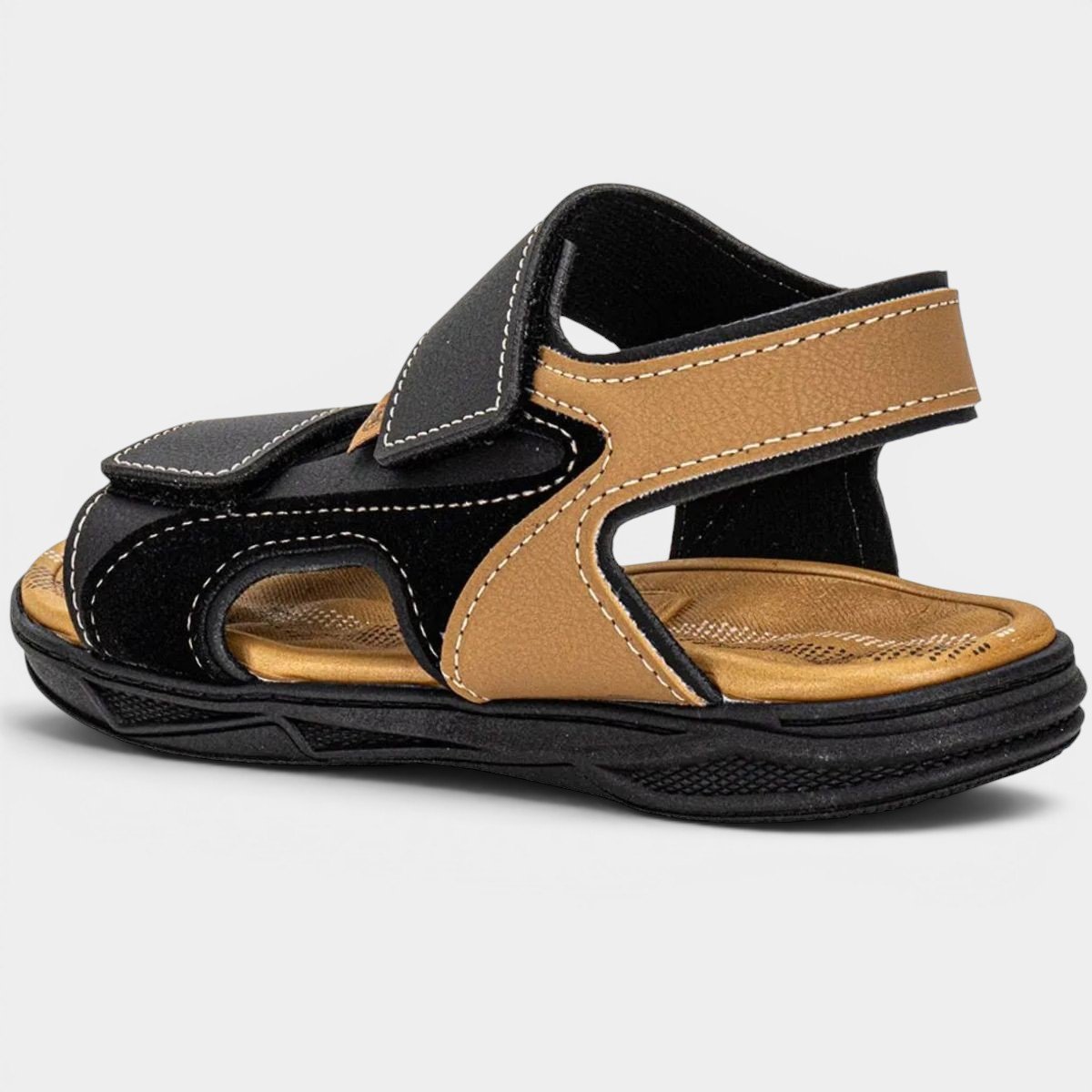 Sandália Molekinho Camurça Velcro Menino - Preto e Caramelo Cinza 4