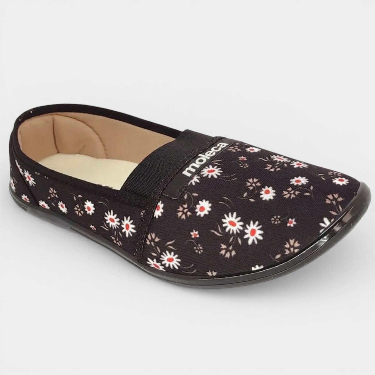 Alpargata Moleca Elastico Floral Feminina - Preto
