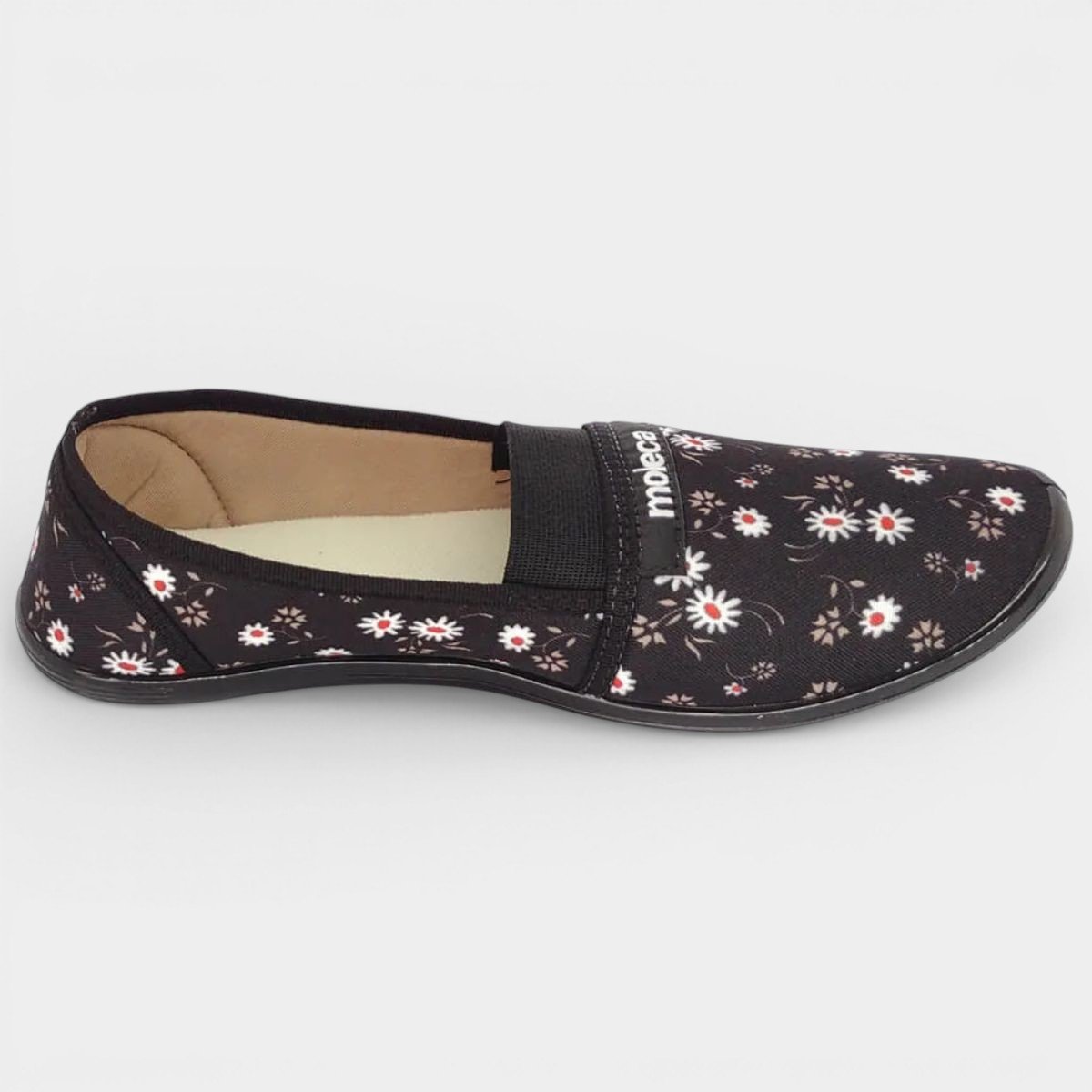 Alpargata Moleca Elastico Floral Feminina - Preto Preto 2