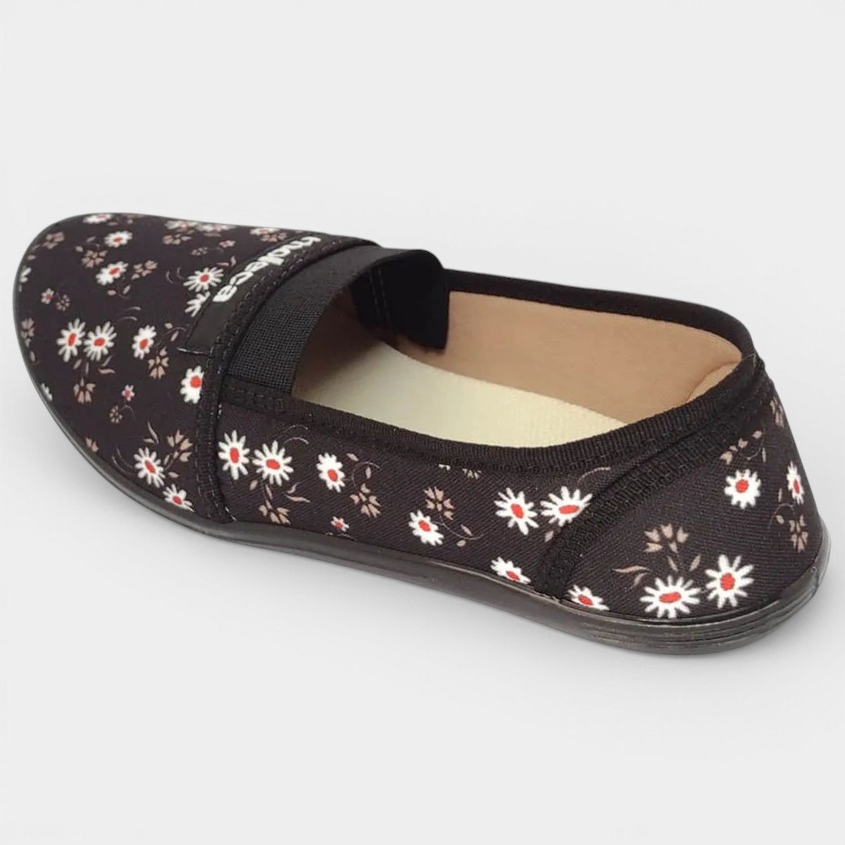 Alpargata Moleca Elastico Floral Feminina - Preto Preto 4