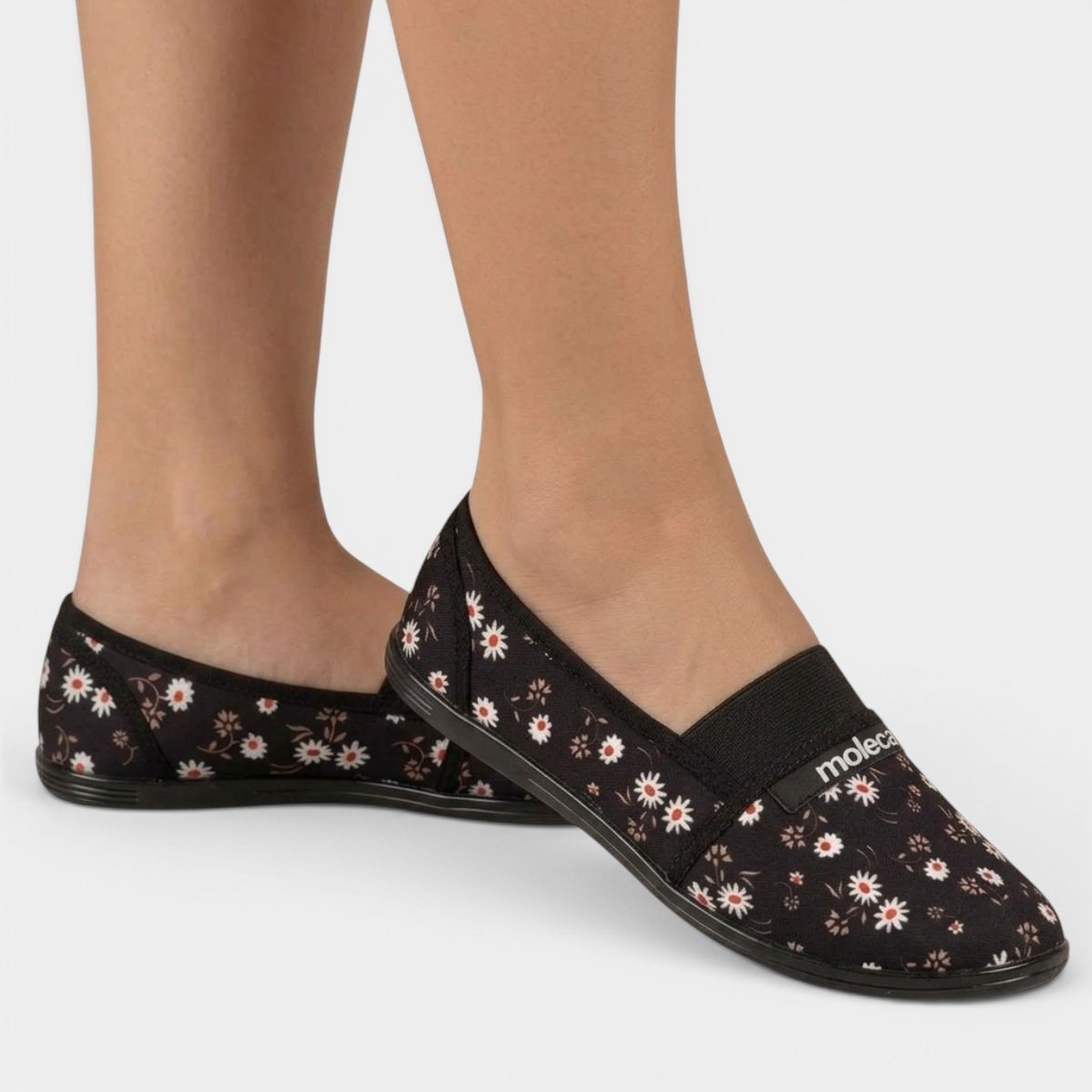 Alpargata Moleca Elastico Floral Feminina - Preto Preto 6