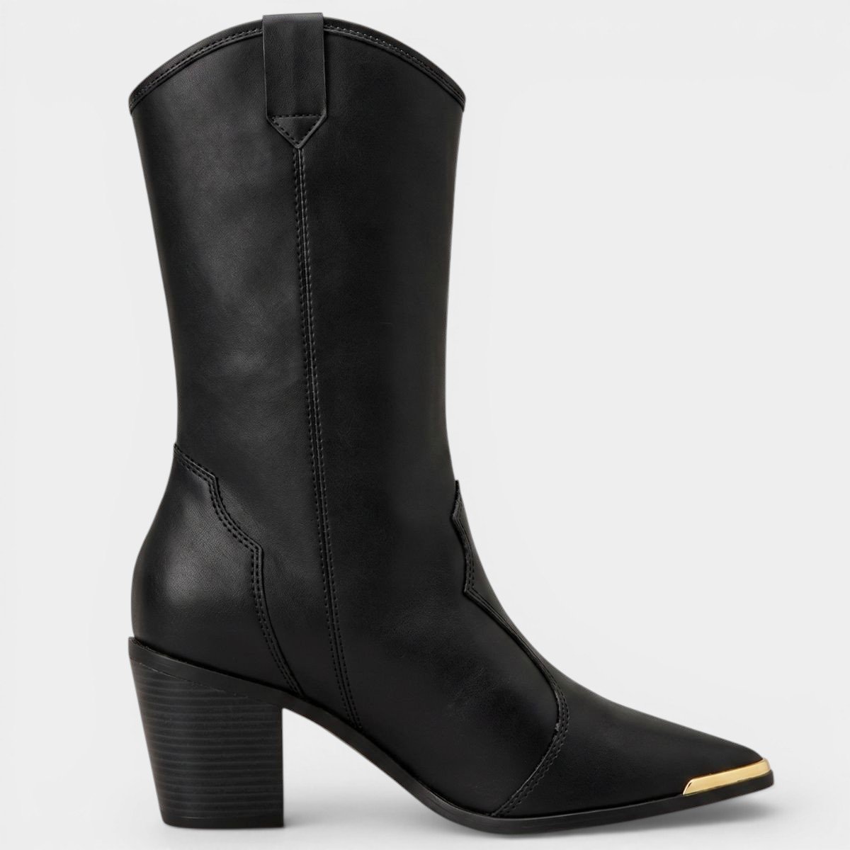 Bota Moleca Cano Médio Ana Castela Feminina - Preto Cinza 2