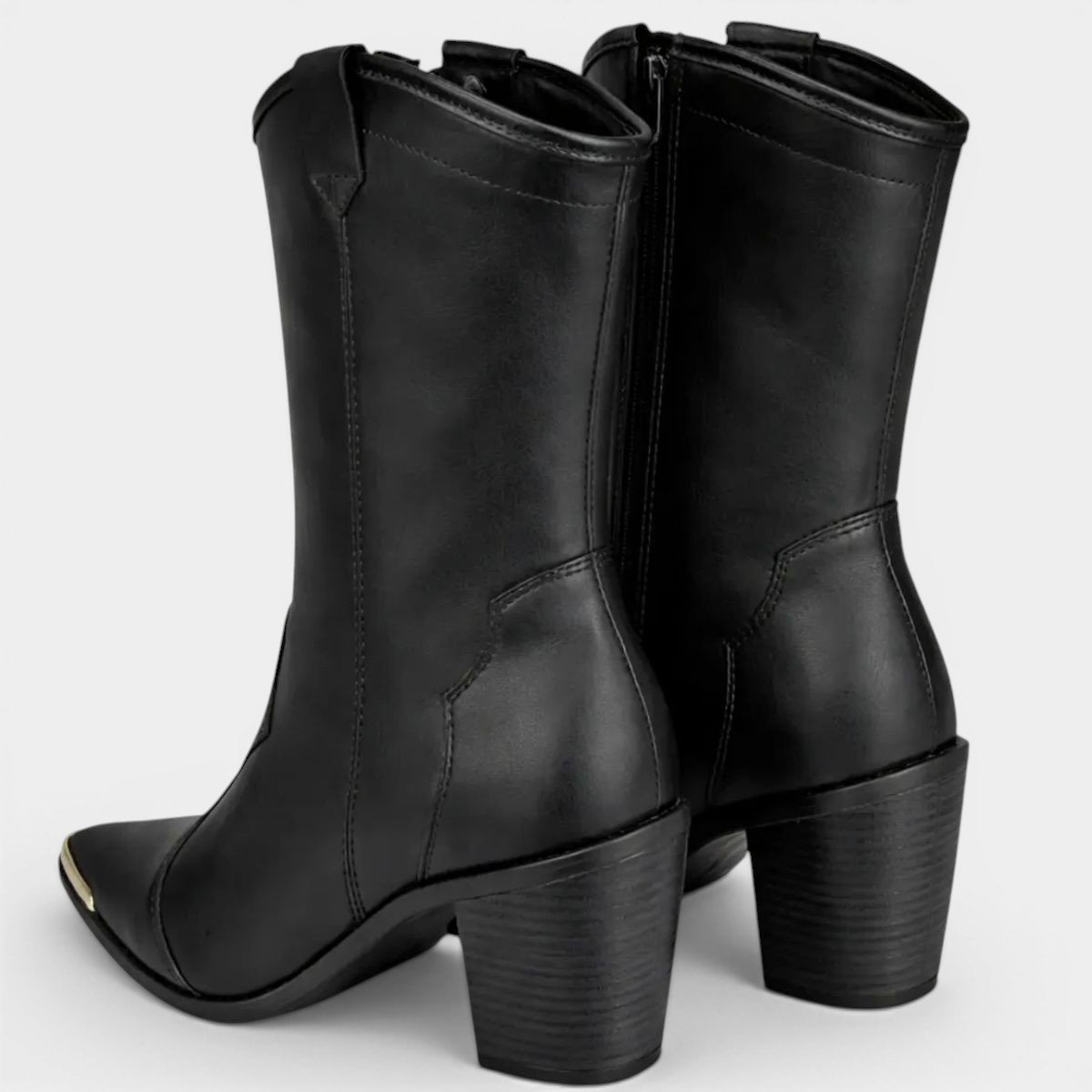 Bota Moleca Cano Médio Ana Castela Feminina - Preto Cinza 4