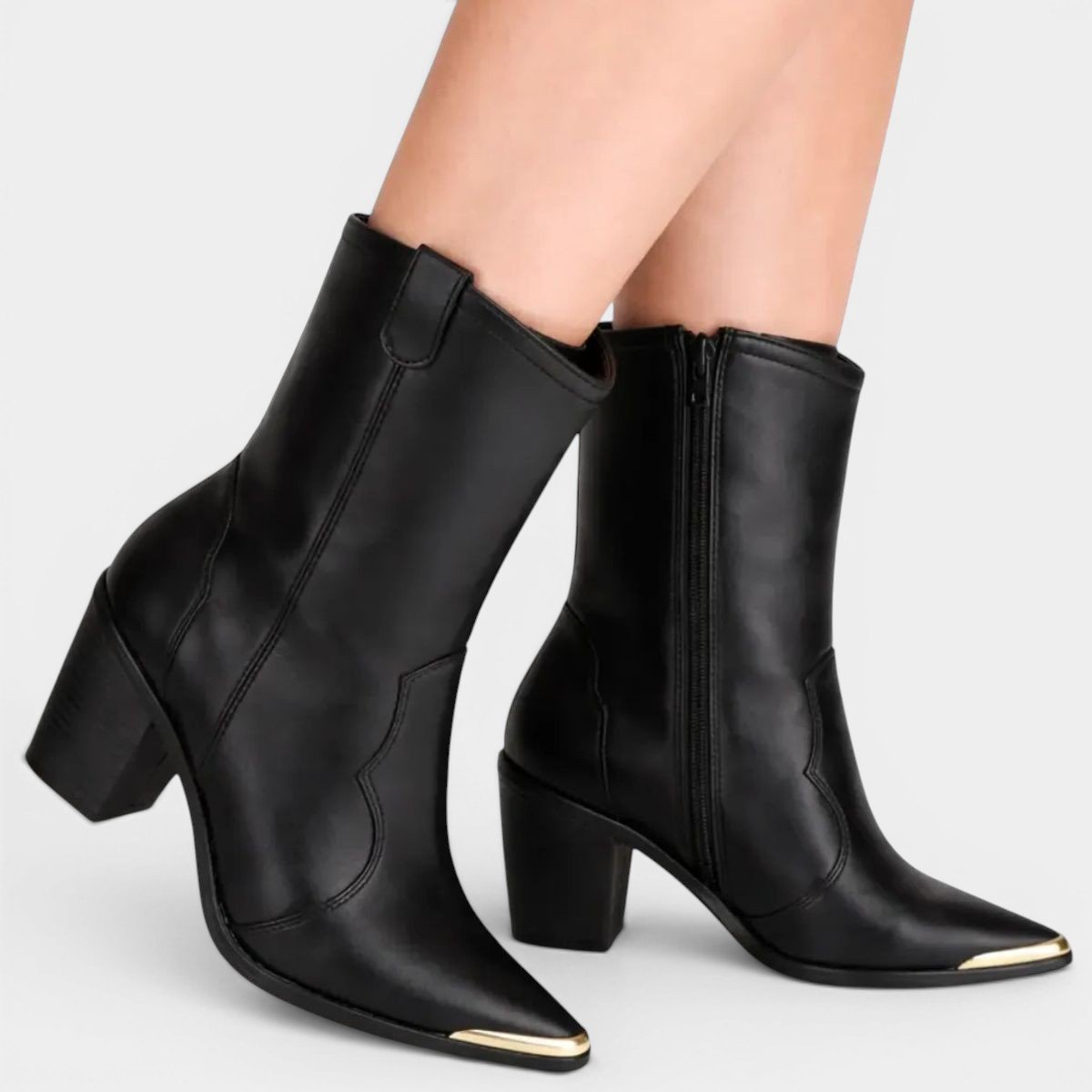 Bota Moleca Cano Médio Ana Castela Feminina - Preto Cinza 5