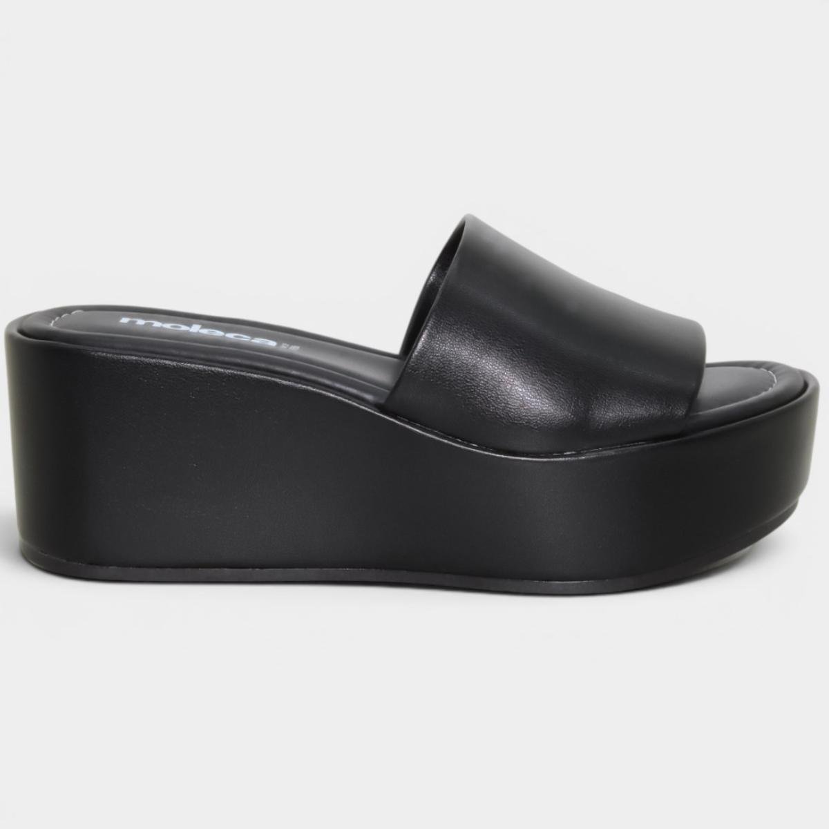 Tamanco Moleca Liso Plataforma Feminino - Preto Preto 2