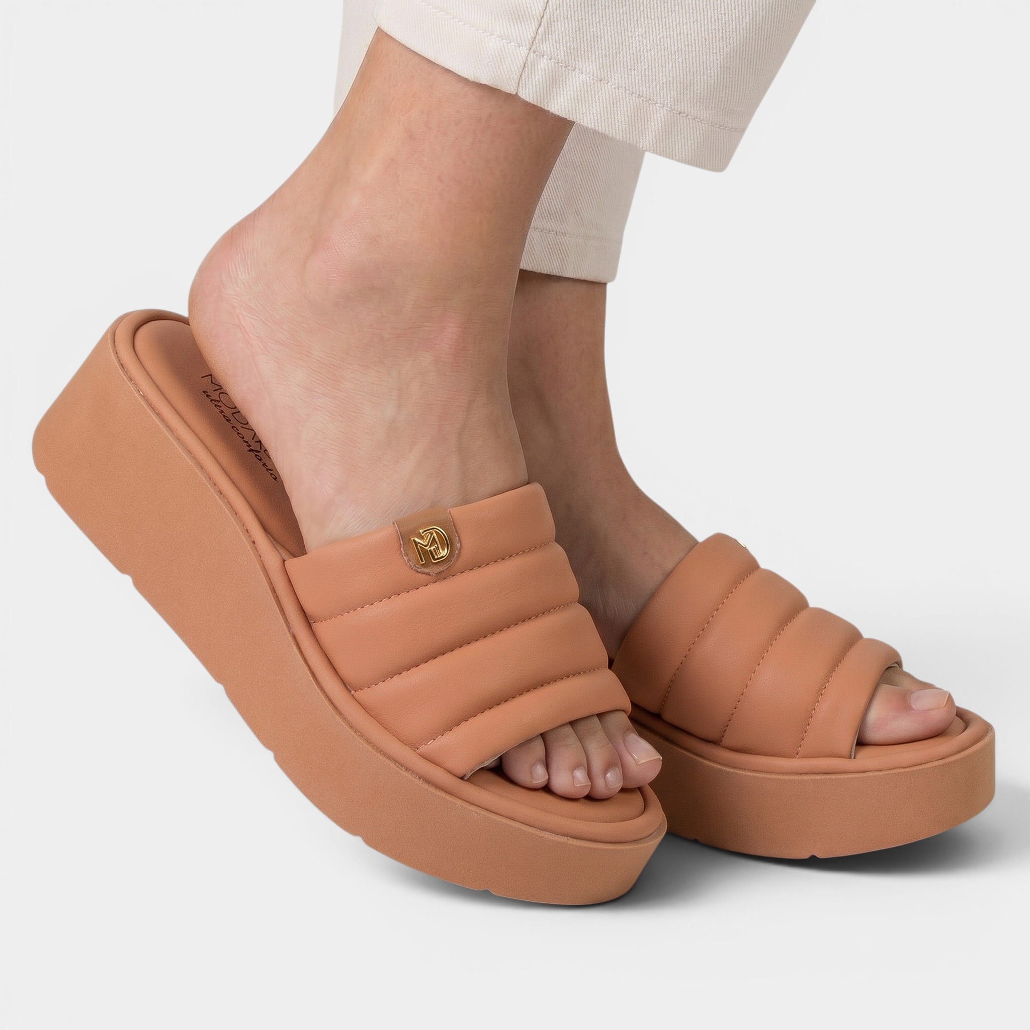 Tamanco Modare Ultraconforto Ortopédico Plataforma Feminino - Nude Cinza 6