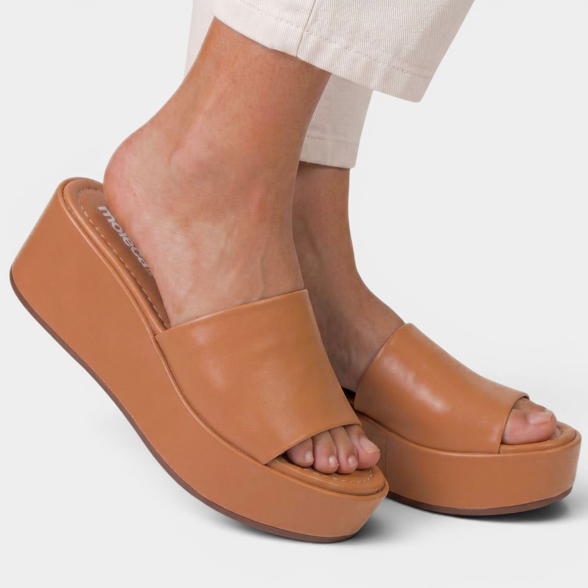Tamanco Moleca Liso Plataforma Feminino - Nude Nude 6