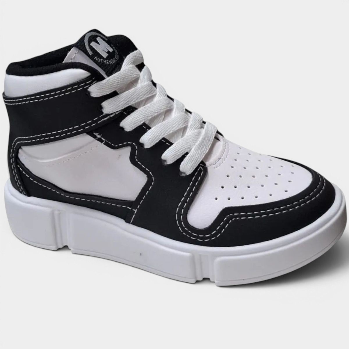 Tênis Infantil Molekinho Casual Logo Menino - Branco e Preto