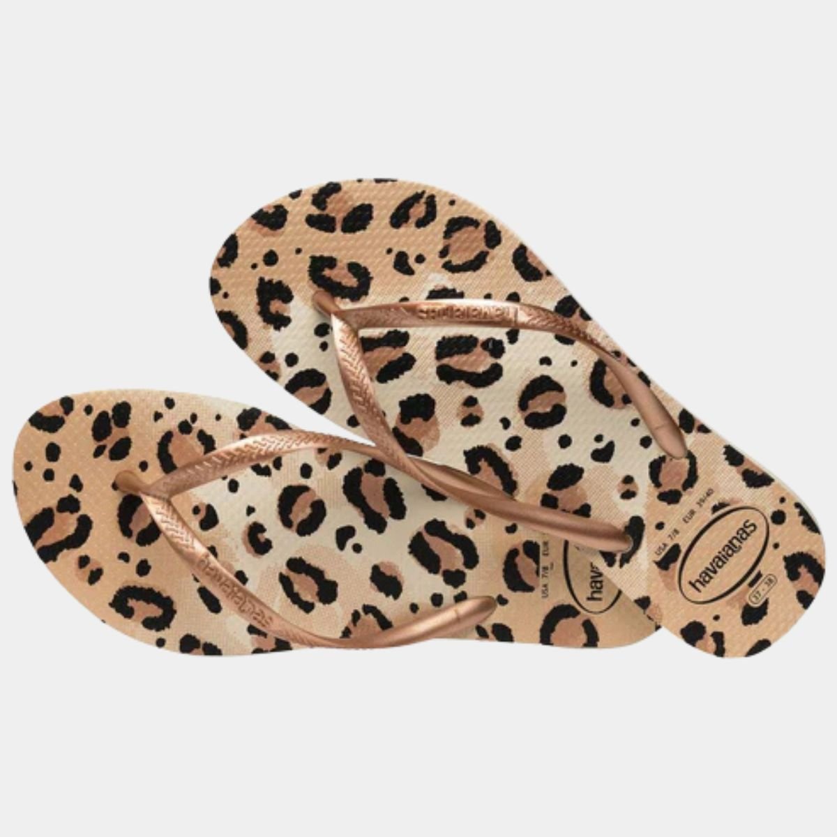 Chinelo Havaianas Slim Animals Feminino - Marrom Claro Cinza 4