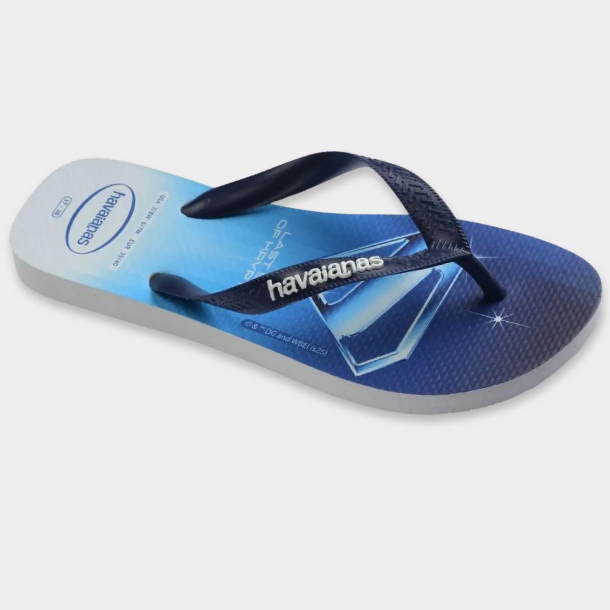 Chinelo Havaianas Top Heróis DC - Azul e Branco Cinza 2