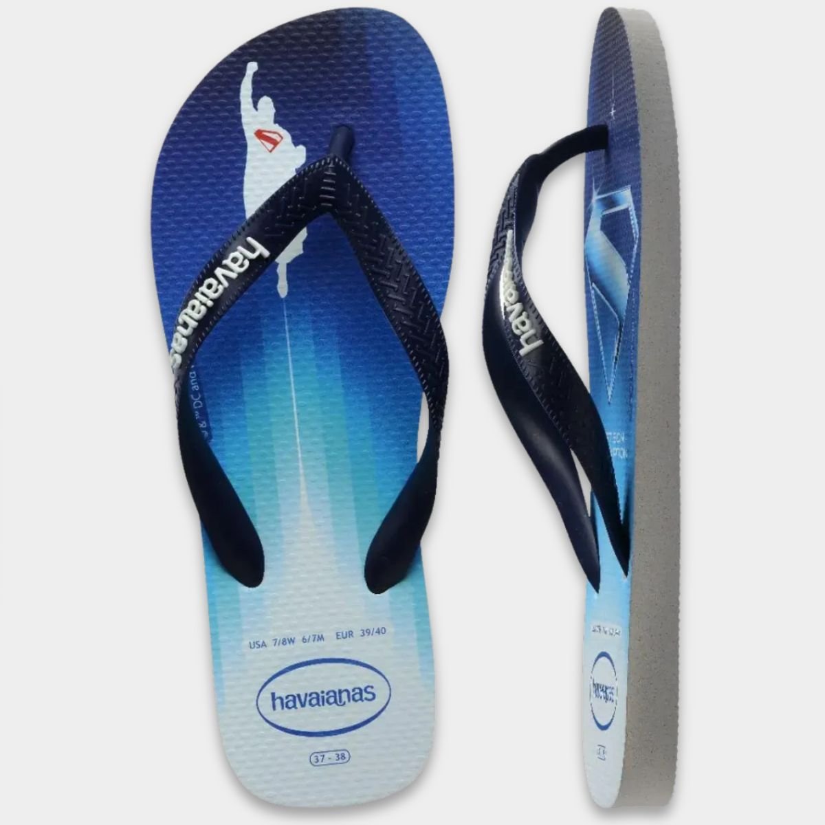 Chinelo Havaianas Top Heróis DC - Azul e Branco Cinza 4