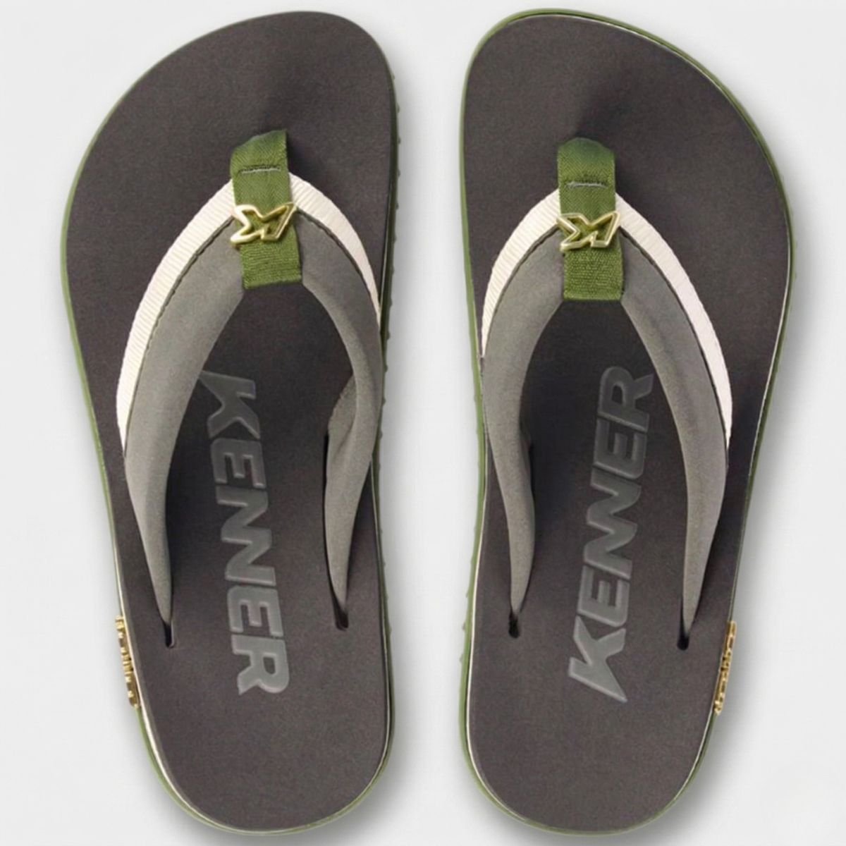Chinelo Kenner Kivah Colors Masculino - Preto e Verde Cinza 2