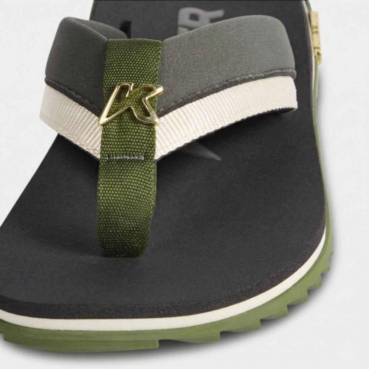 Chinelo Kenner Kivah Colors Masculino - Preto e Verde Cinza 4
