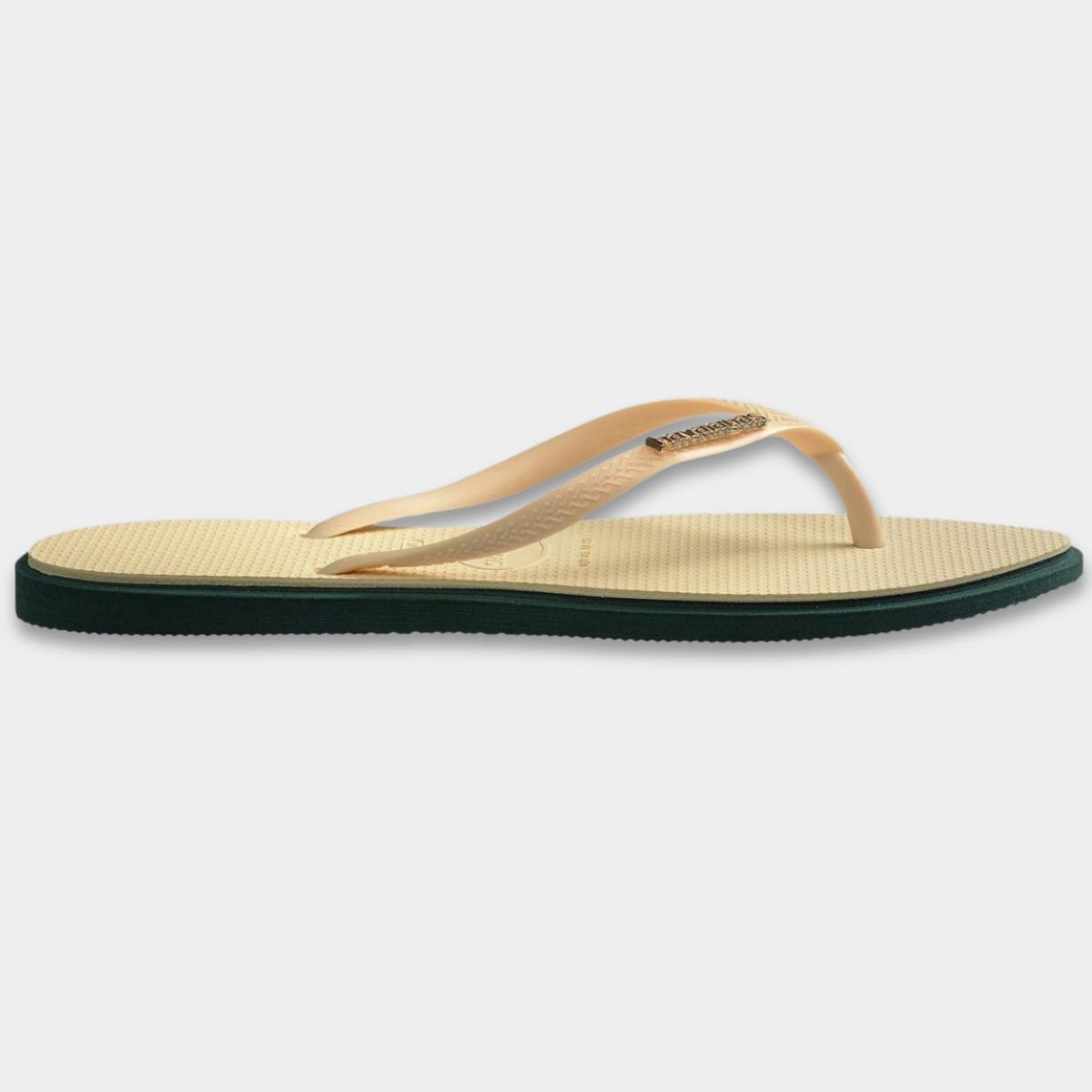 Chinelo Havaianas Slim Point Feminino - Bege e Verde Cinza 3