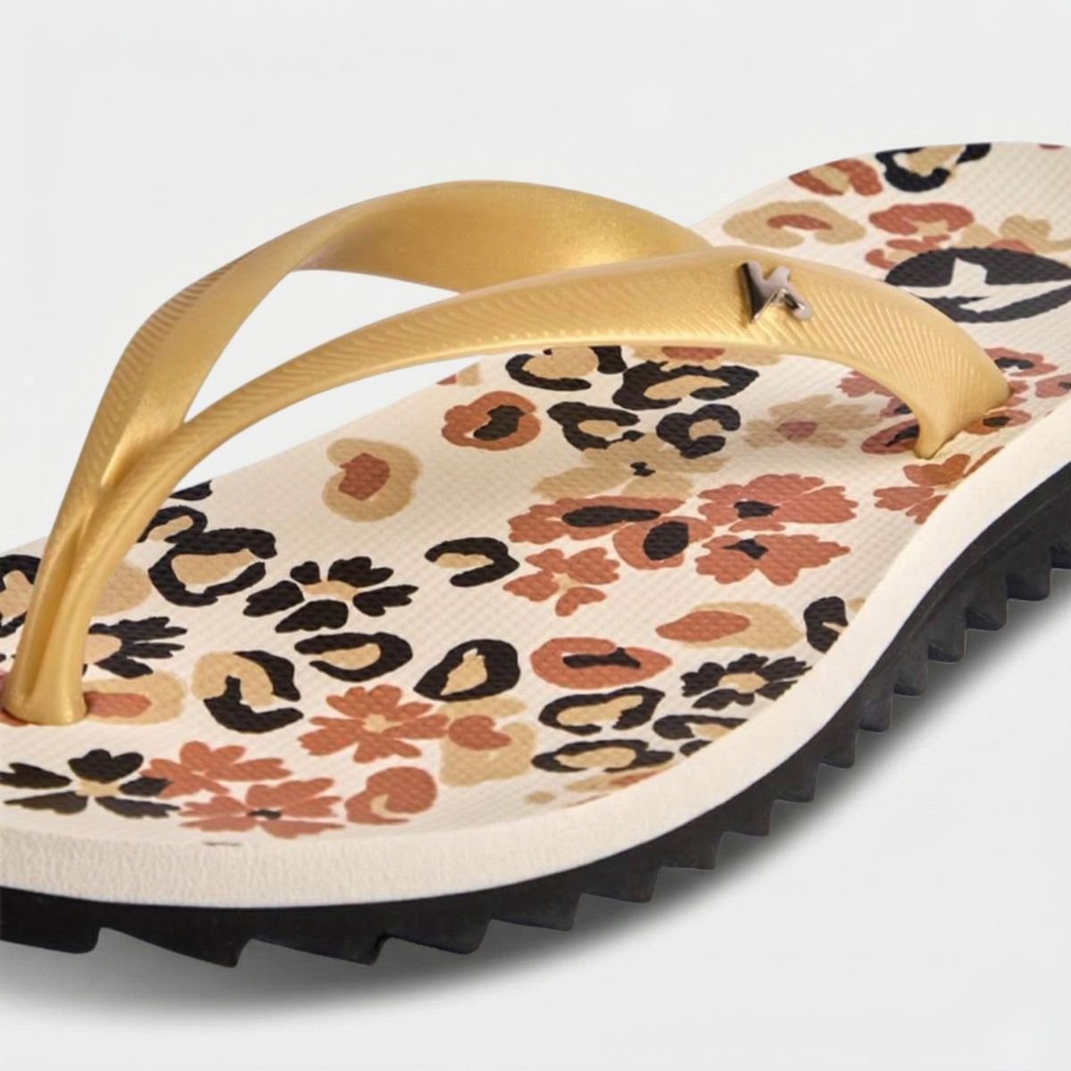 Chinelo Kenner Ibiza Pintada Feminino - Bege e Preto Cinza 4