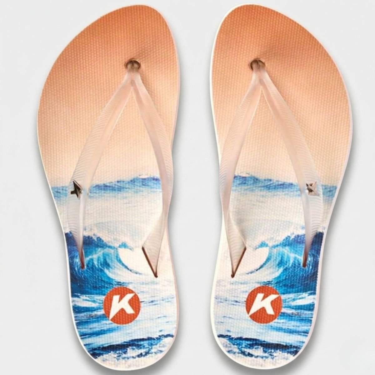 Chinelo Kenner Ibiza Wave Feminino - Branco e Laranja Cinza 2