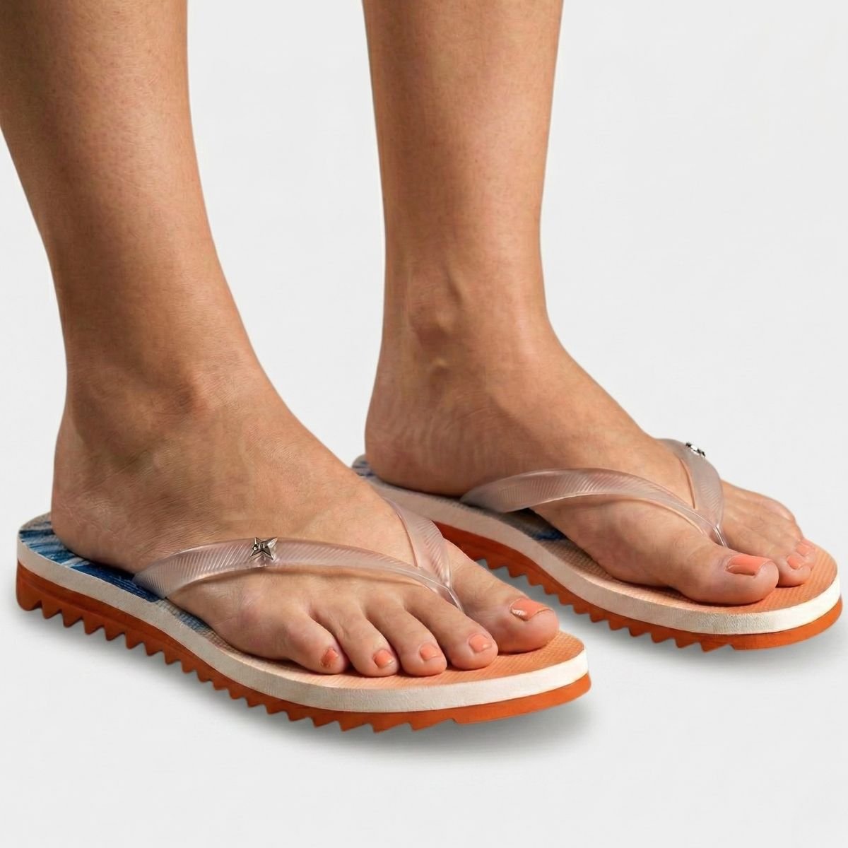 Chinelo Kenner Ibiza Wave Feminino - Branco e Laranja Cinza 5