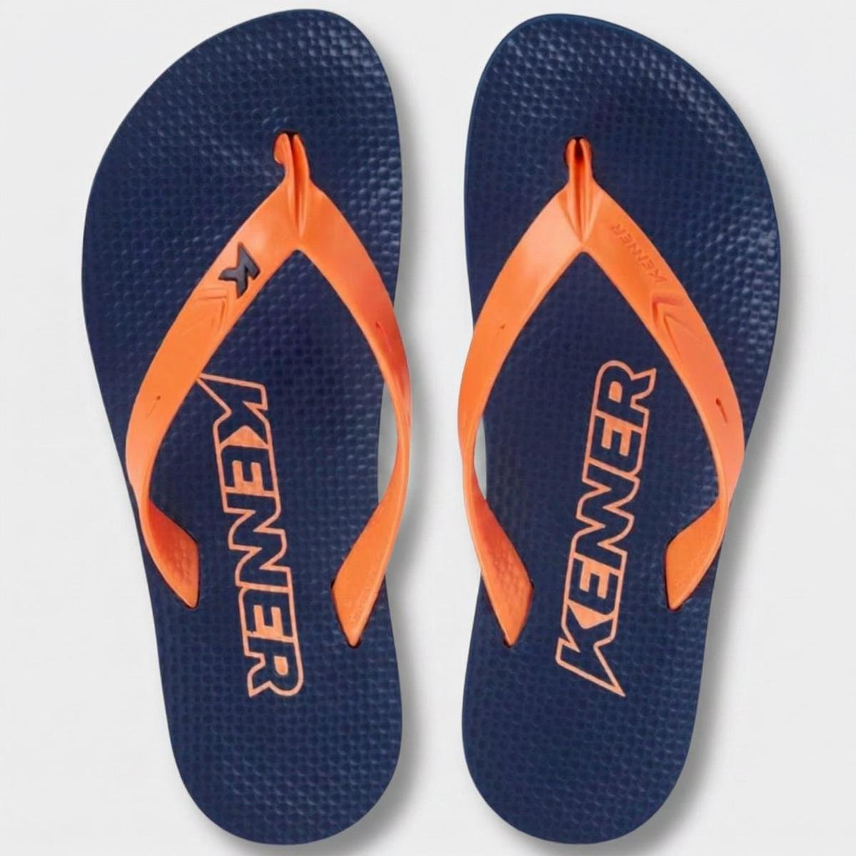 Chinelo Kenner New Summer Lisa Masculino - Marinho e Laranja Cinza 2