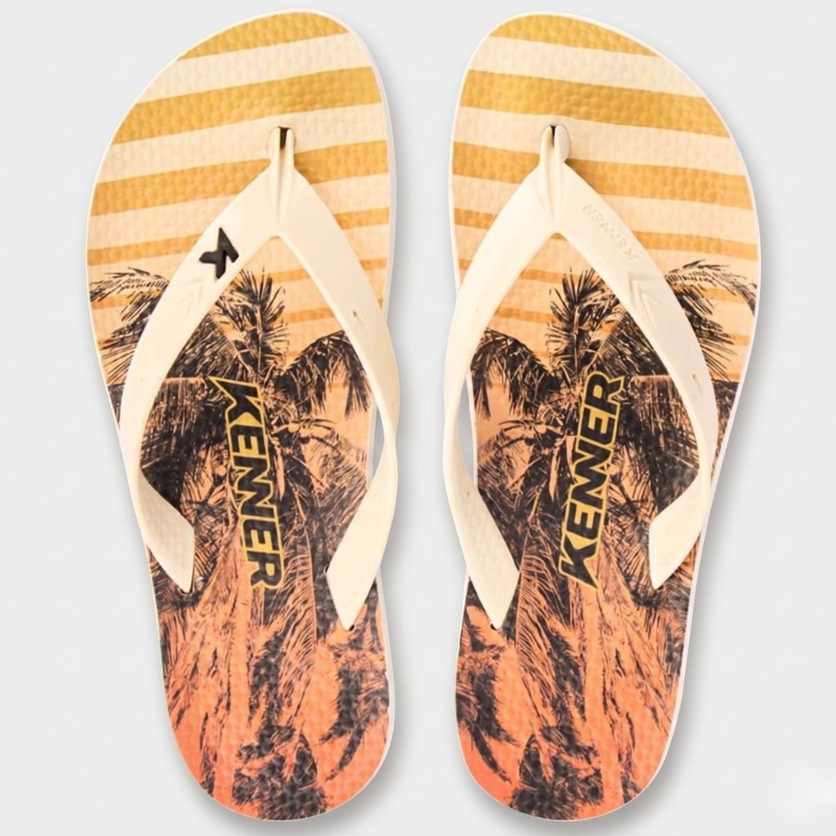 Chinelo Kenner Summer Tropicalia Masculino - Branco e Laranja Branco/Laranja 2
