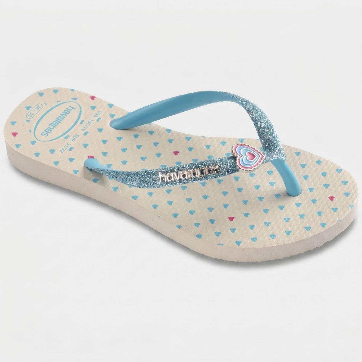 Chinelo Havaianas Slim Glitter II Infantil - Branco e Azul Azul 2