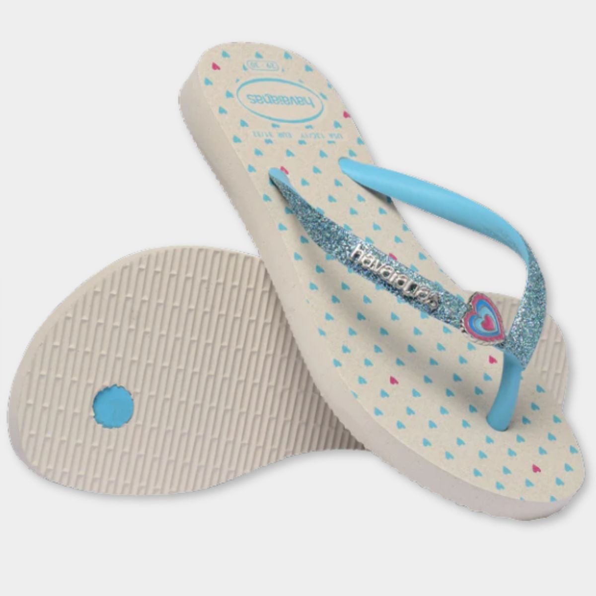 Chinelo Havaianas Slim Glitter II Infantil - Branco e Azul Azul 4
