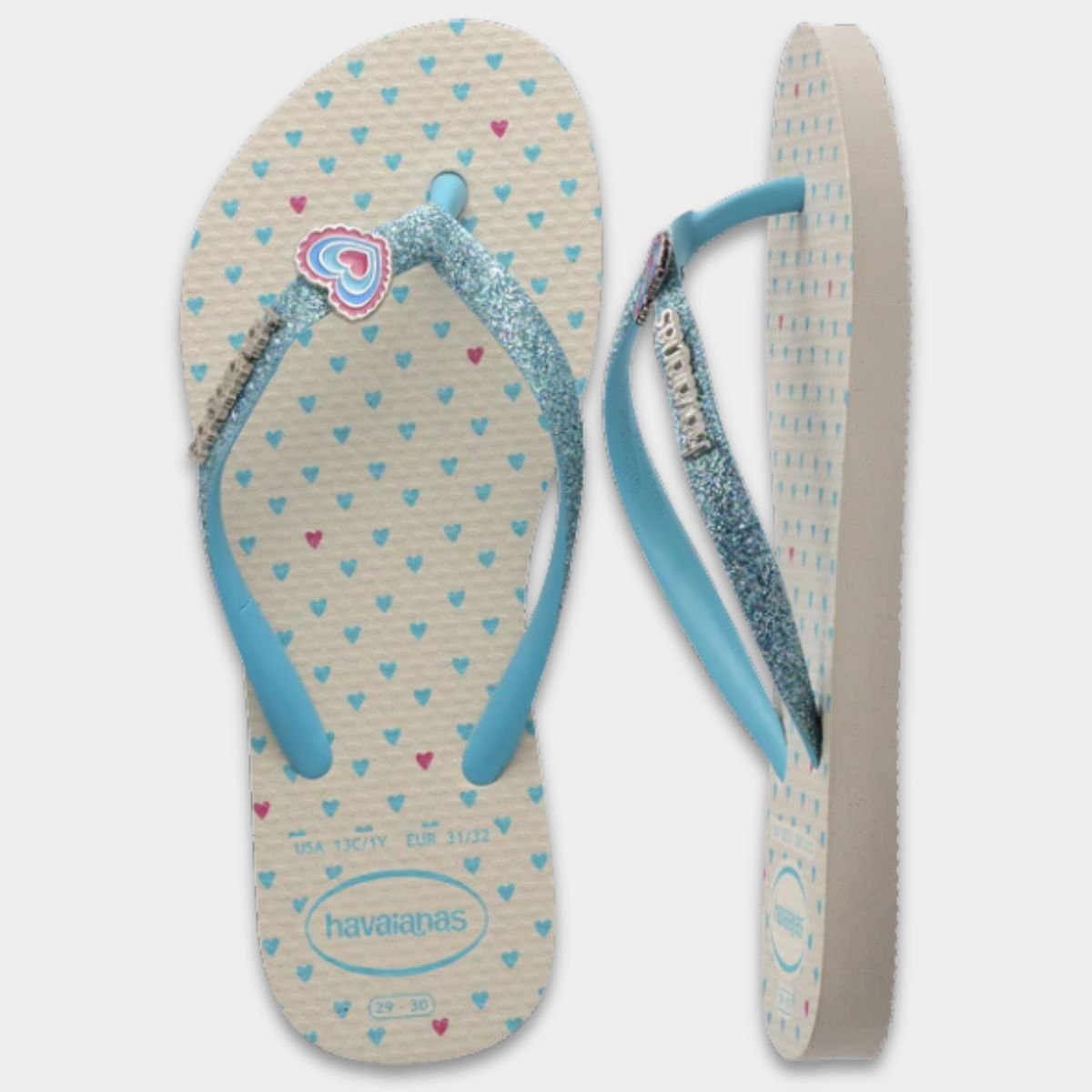 Chinelo Havaianas Slim Glitter II Infantil - Branco e Azul Azul 5