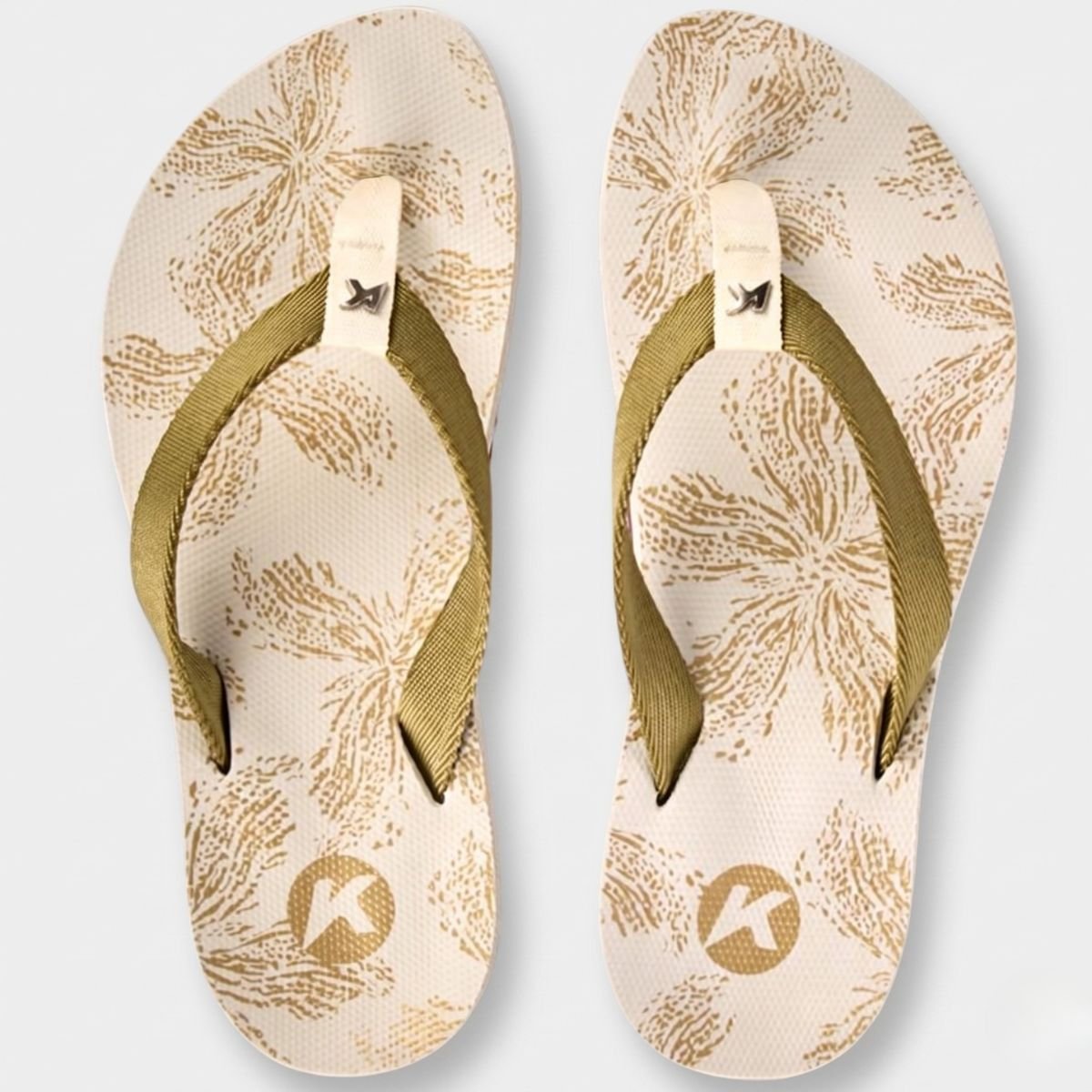 Chinelo Kenner Kyra Slim Estampada Feminino - Branco e Dourado Cinza 2