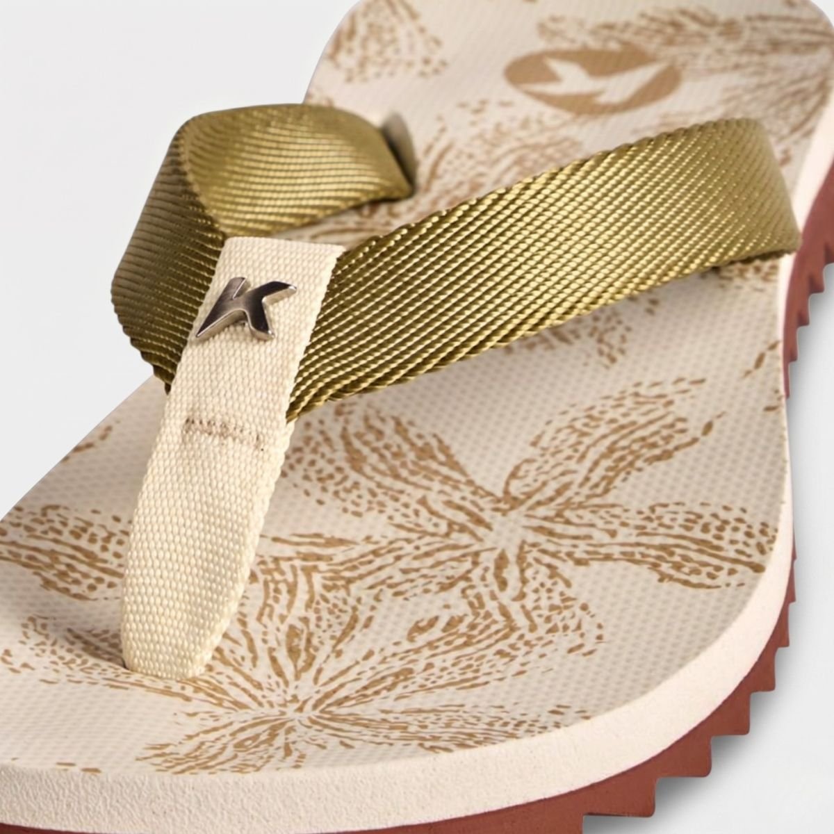 Chinelo Kenner Kyra Slim Estampada Feminino - Branco e Dourado Cinza 4