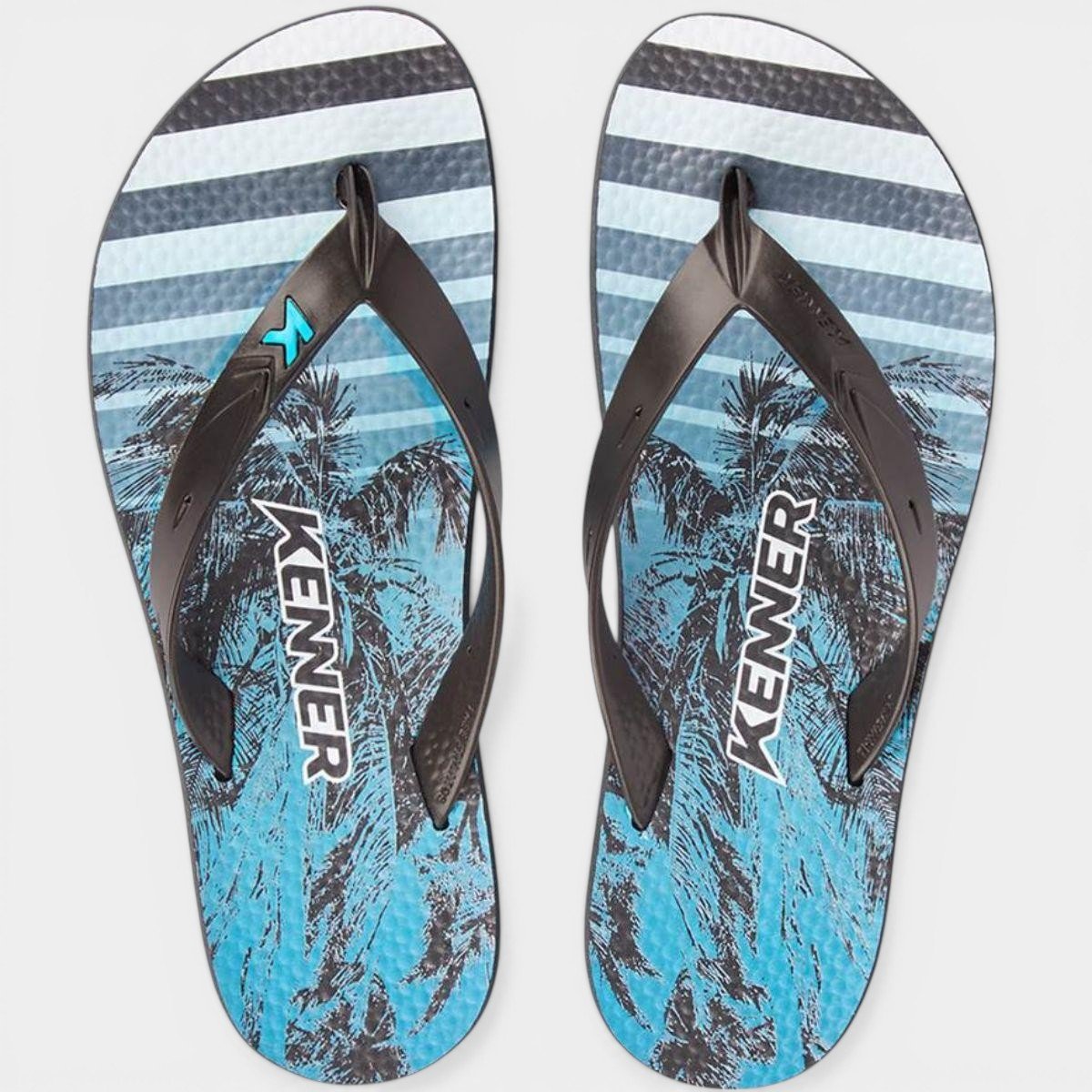 Chinelo Kenner Summer Tropicalia Masculino - Azul e Preto Cinza 2