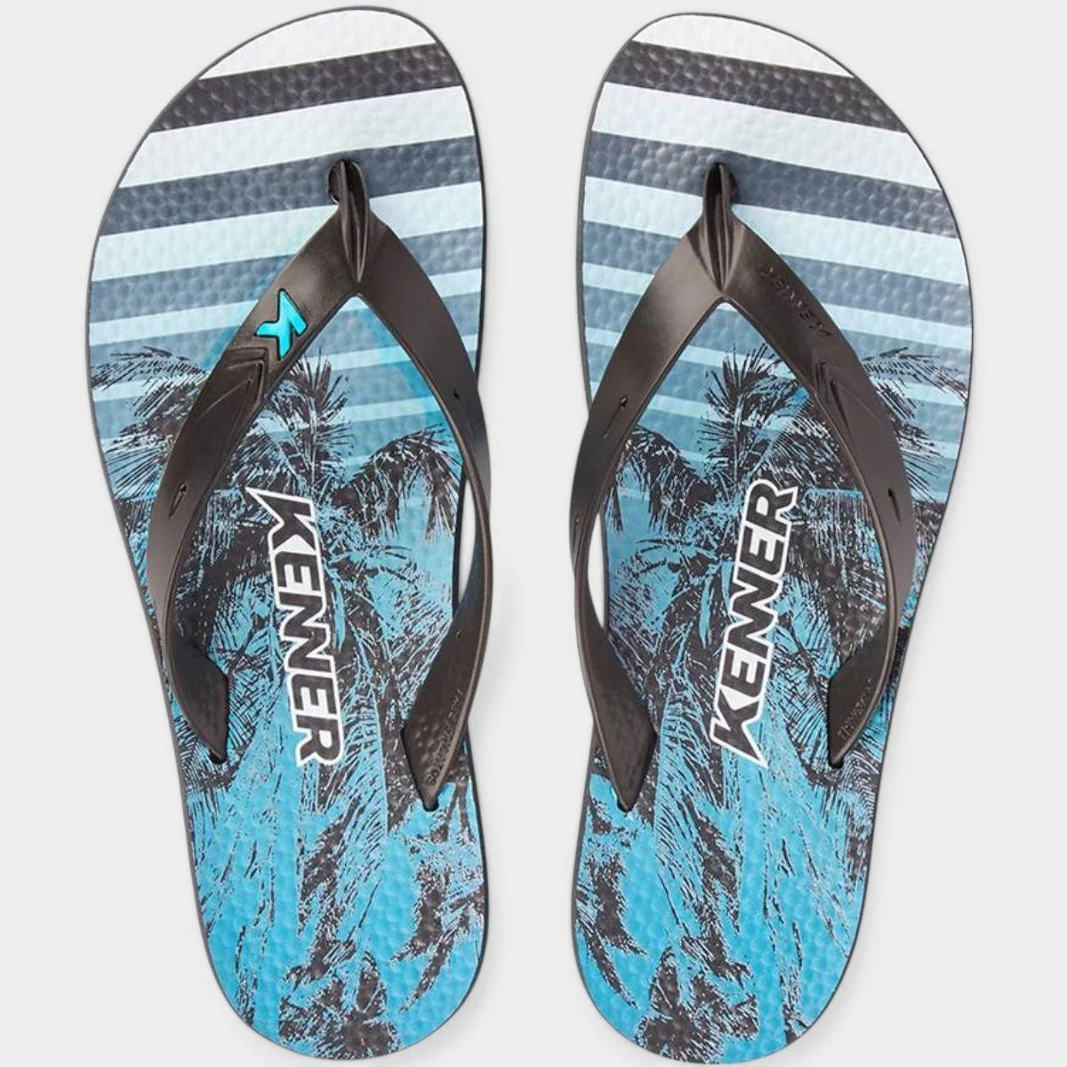 Chinelo Kenner Summer Tropicalia Masculino - Azul e Preto Cinza 2