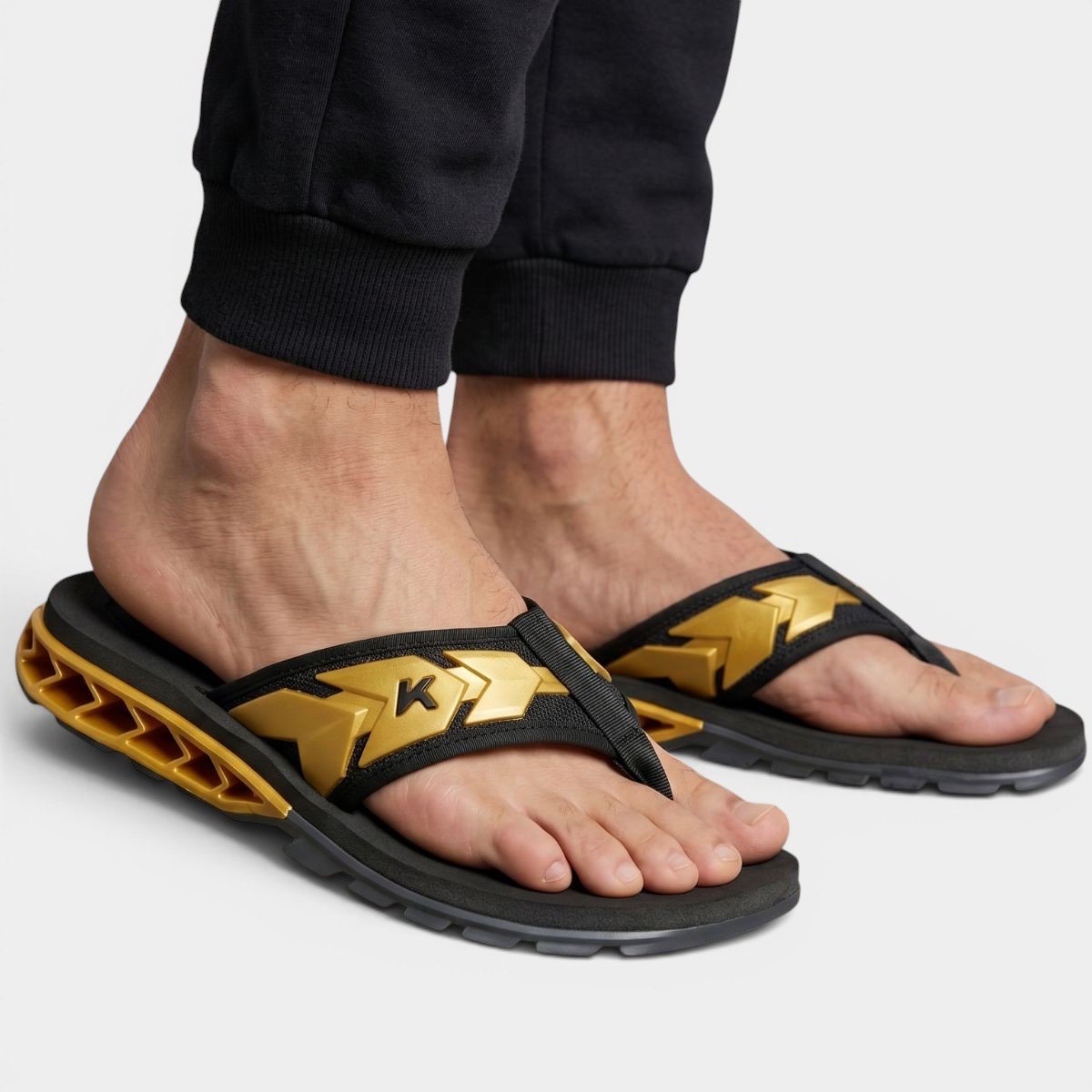 Chinelo Kenner Rakka Ultra Force Masculino - Preto e Dourado Cinza 5
