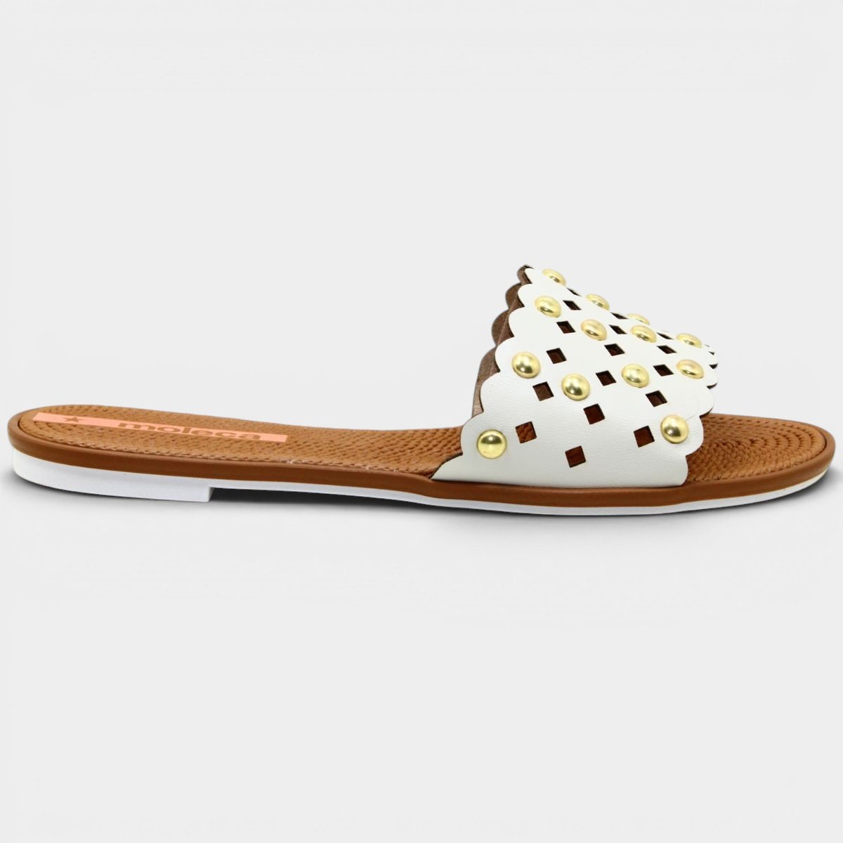 Rasteira Moleca Apliques Metálicos - Branco Branco 2