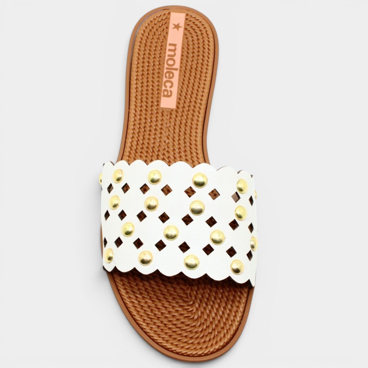 Rasteira Moleca Apliques Metálicos - Branco Branco 3