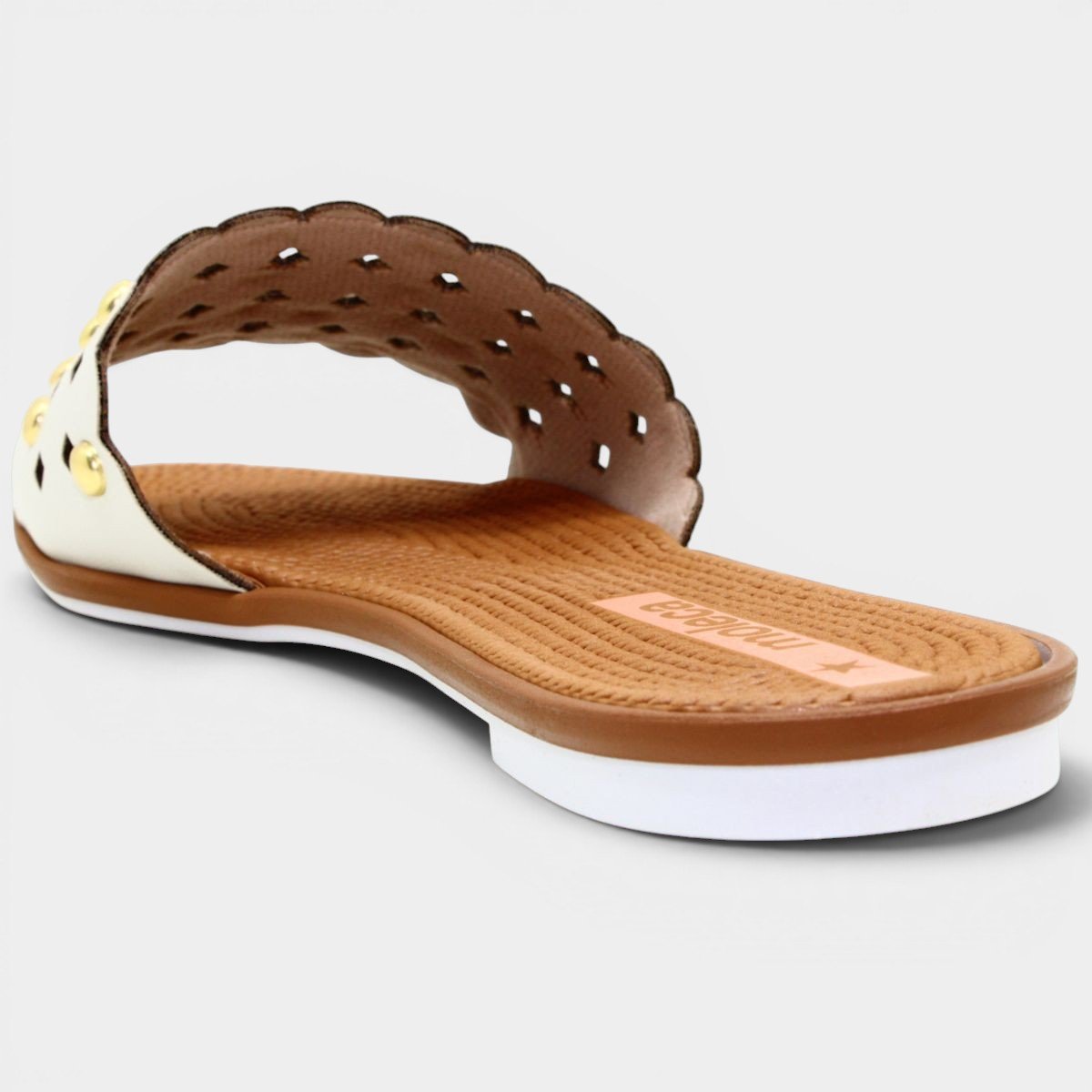 Rasteira Moleca Apliques Metálicos - Branco Branco 4