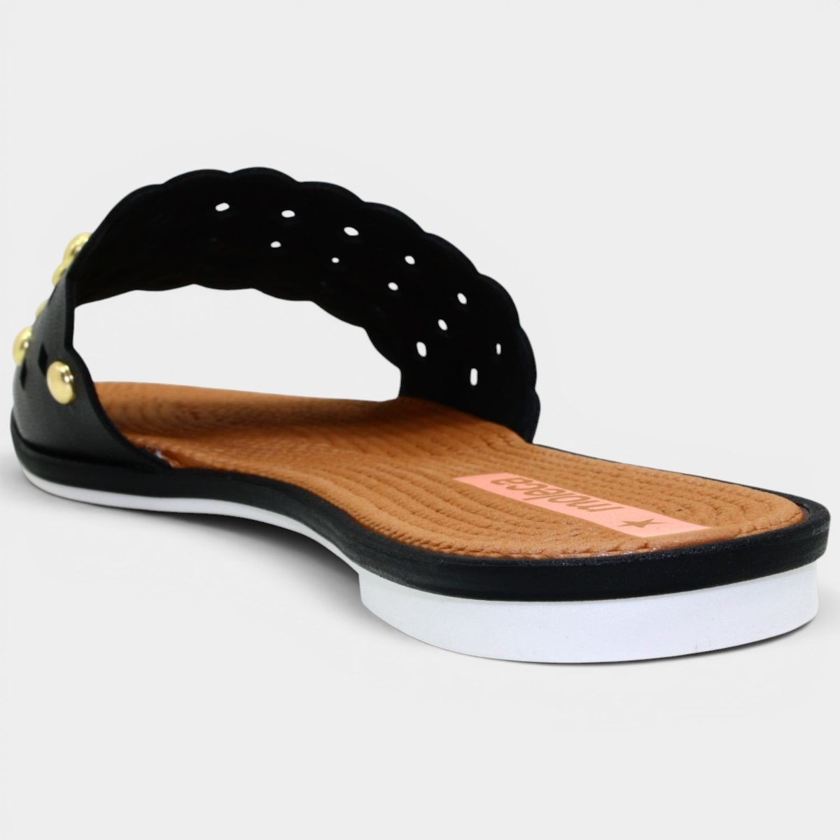 Rasteira Moleca Apliques Metálicos - Preto Cinza 4