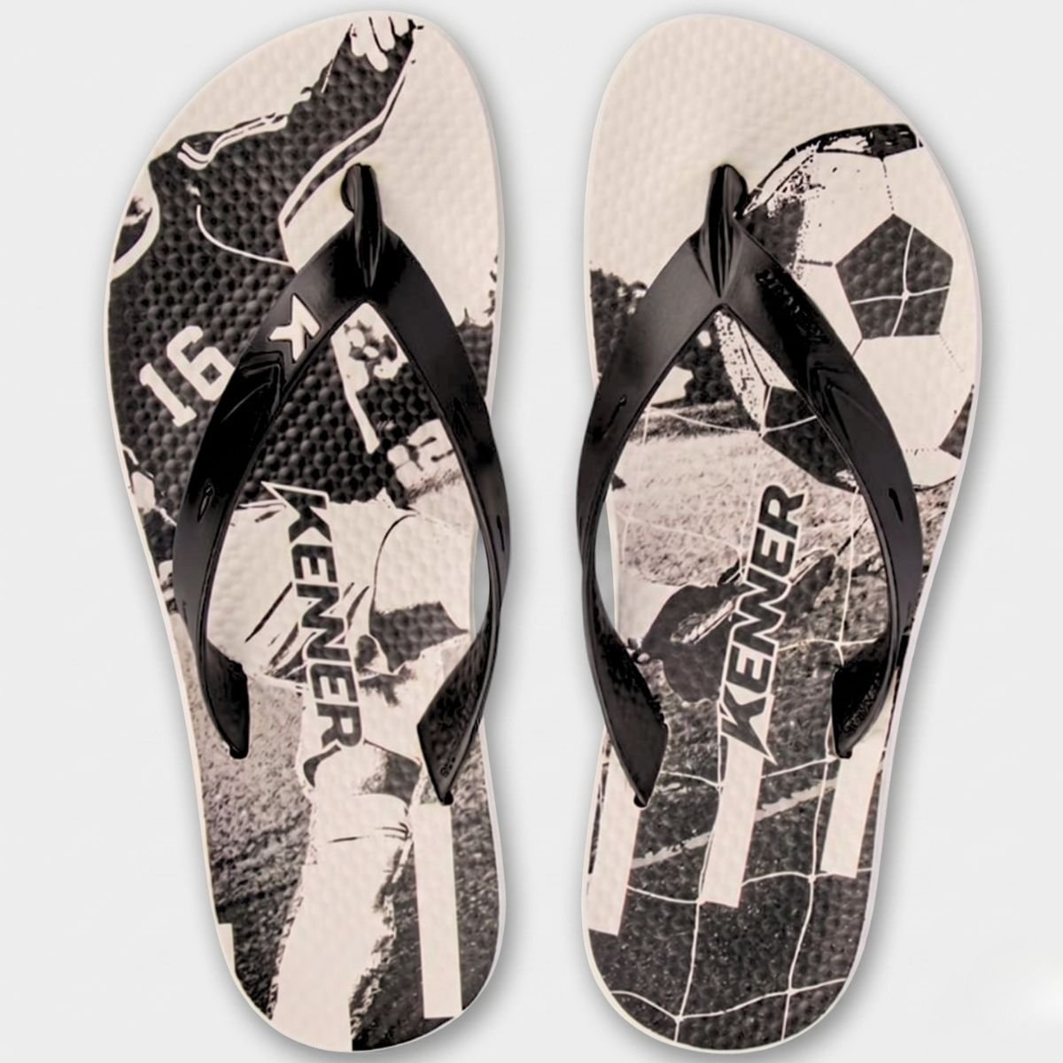 Chinelo Kenner Summer Gol Masculino - Preto e Branco Cinza 2